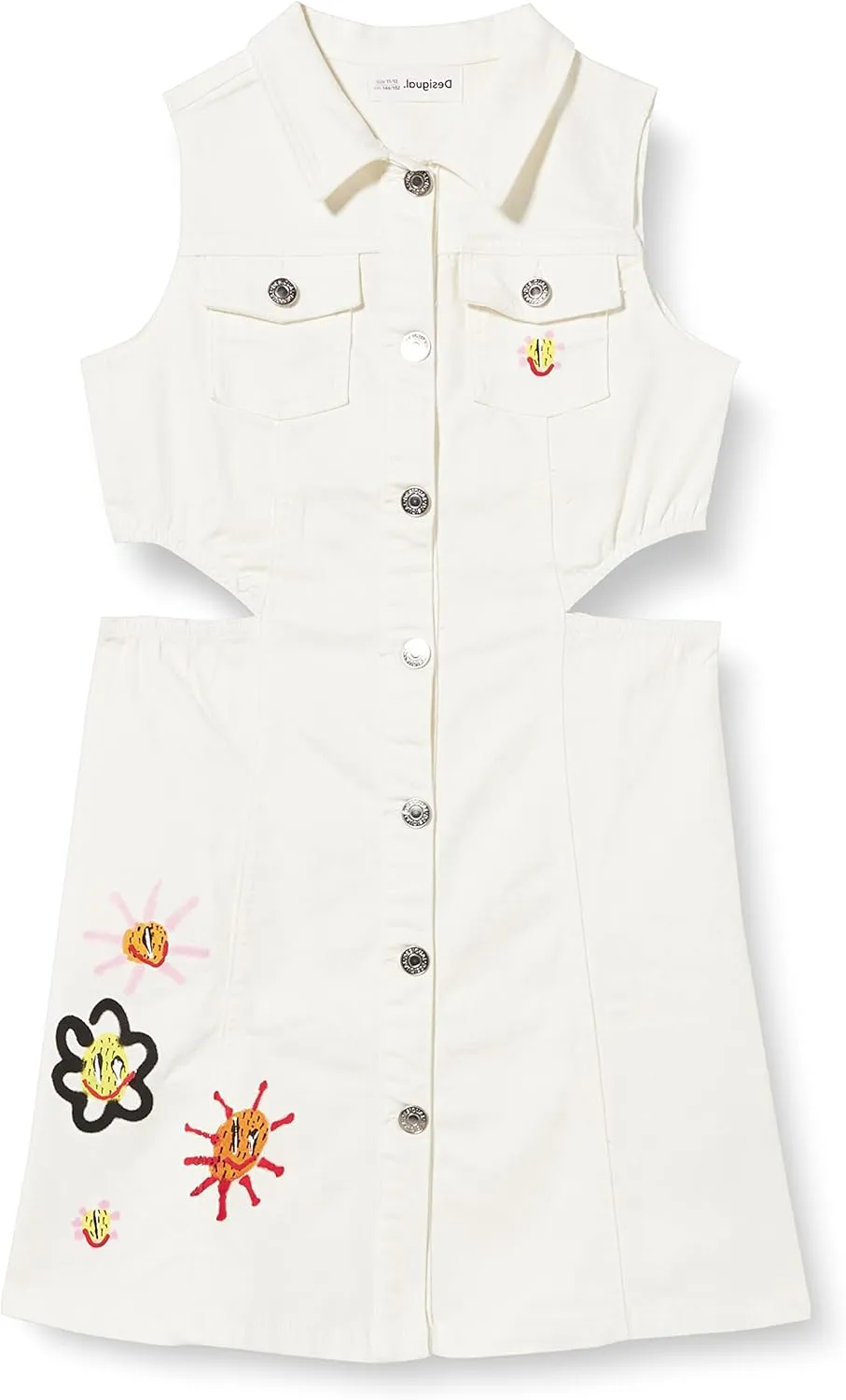 Desigual Mädchen Kleid - Ärmelloses Kleid mit Stickerei und Cut-Outs 23SGVD021000 Desigual Mädchen Kleid - Ärmelloses Kleid mit Stickerei und Cut-Outs 23SGVD021000