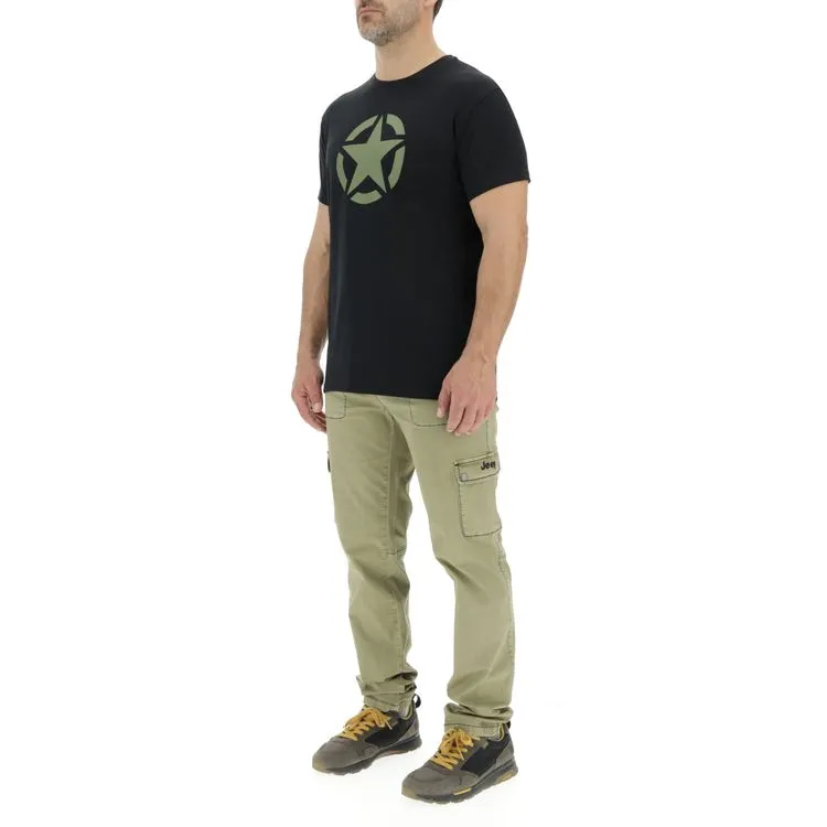 JEEP Herren T-Shirt O103347BK - Schwarz mit großem Stern-Print GR. XXL JEEP Herren T-Shirt O103347BK - Schwarz mit großem Stern-Print GR. XXL