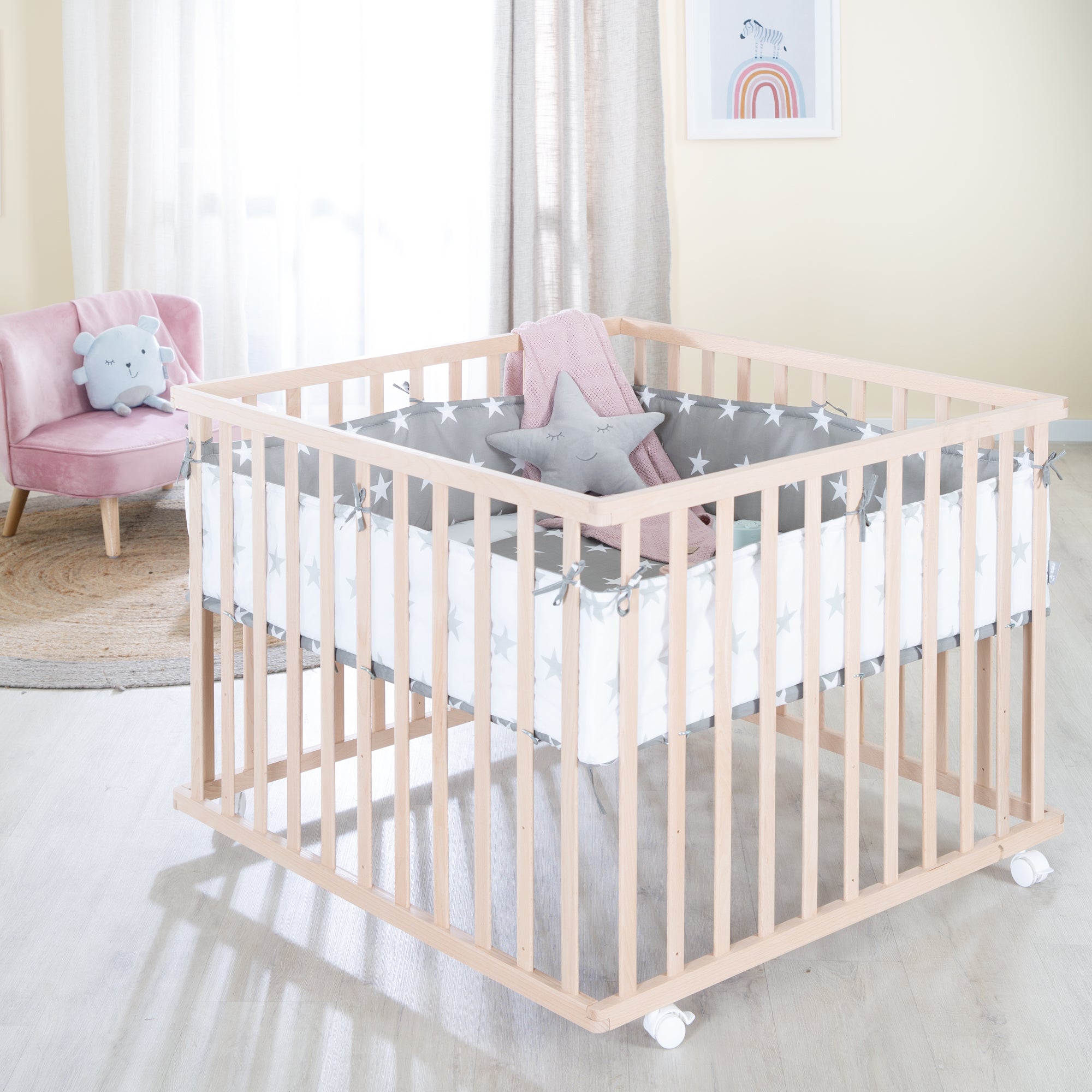 Roba 0246NAV190 Laufgitter 100x100 Little Stars Bio Buche natur - Bild 2 Roba 0246NAV190 Laufgitter 100x100 Little Stars Bio Buche natur - Produktbild 2