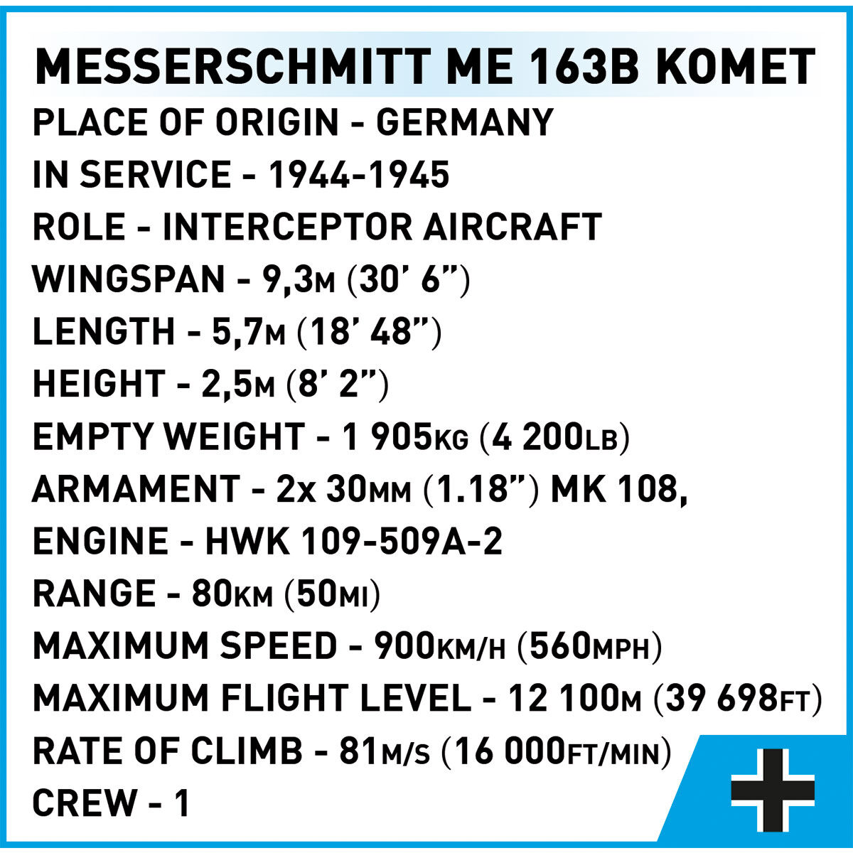 COBI 5766 - Messerschmitt ME 163B KOMET - Bild 12 COBI 5766 - Messerschmitt ME 163B KOMET - Bild 12