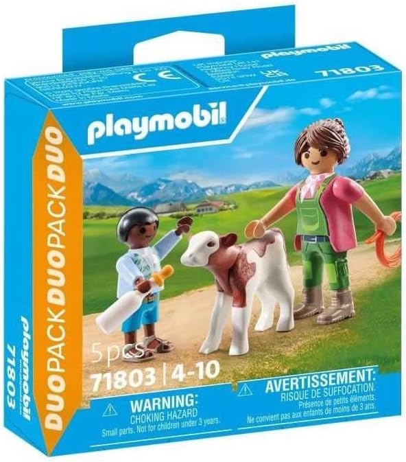 PLAYMOBIL 71803 - DuoPack: Bäuerin mit Kind und Kalb Person, Vieh, Kuh, Säugetier