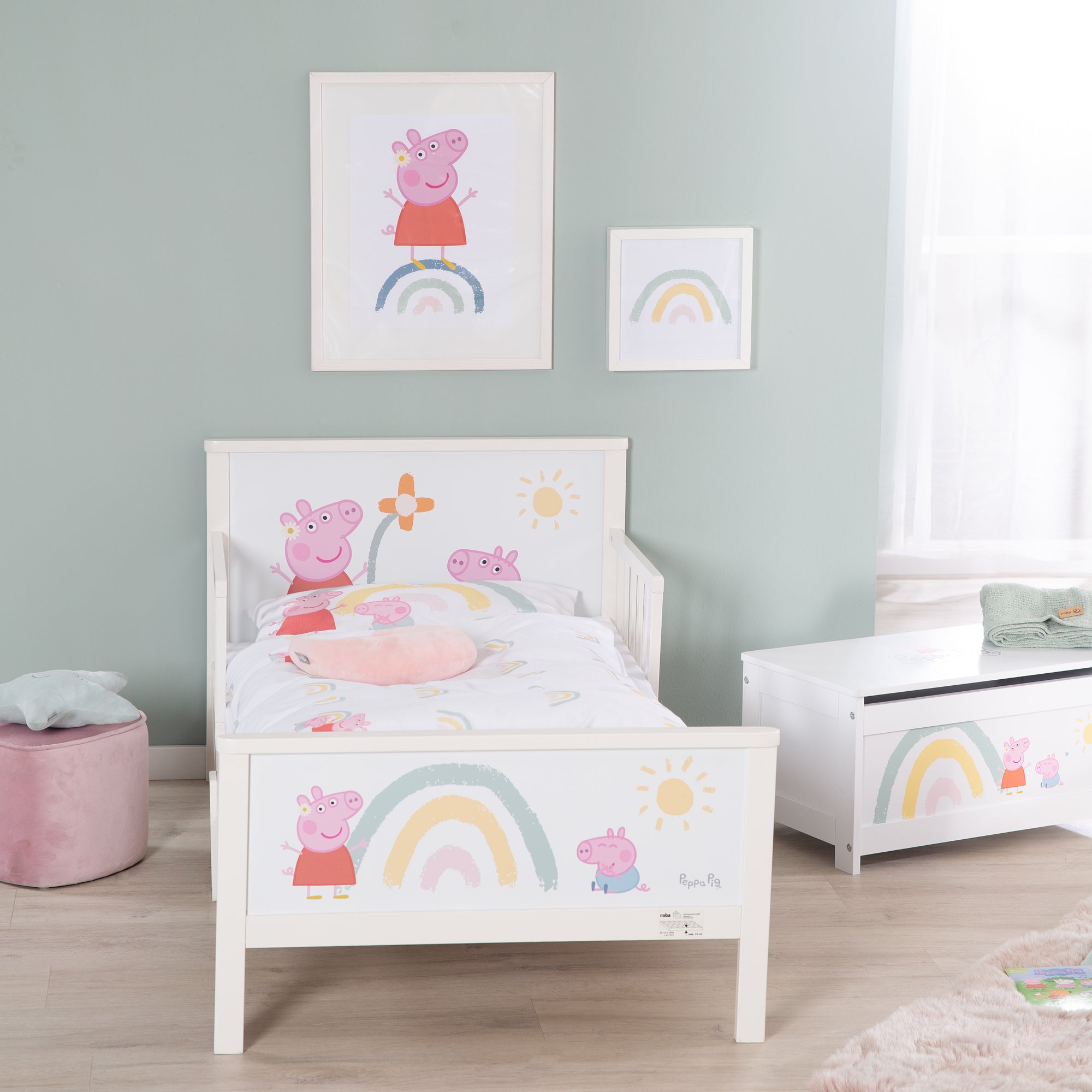 Roba 20330PP1 Komplettbett, 70x140 cm Peppa Pig weiß – Toddler Betten - Bild 8 Roba 20330PP1 Komplettbett, 70x140 cm Peppa Pig weiß – Toddler Betten - Produktbild 8