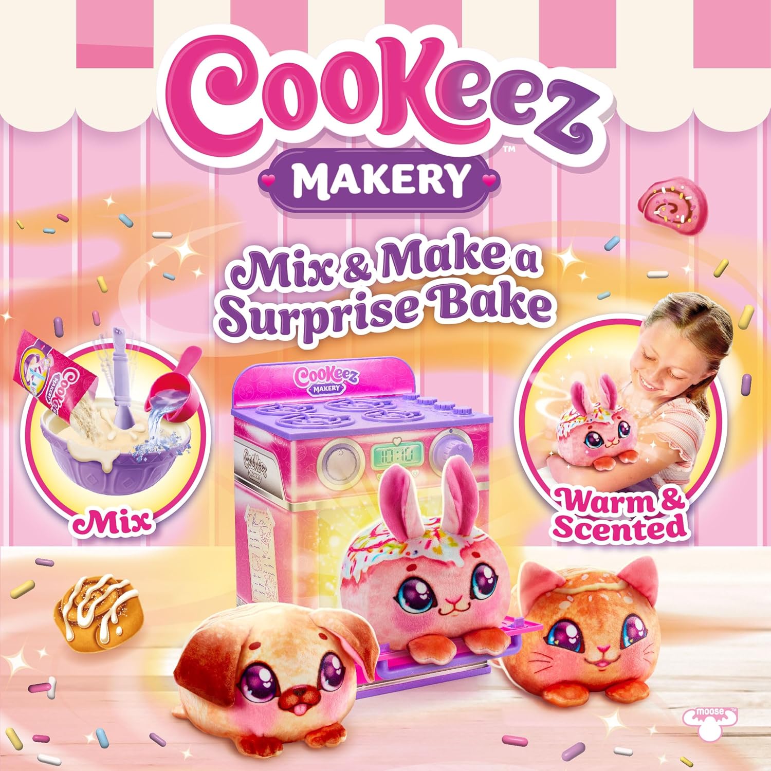 Cookeez Makery Pinker Backofen mit Kuchen, der sich in ein Plüschtier verwandelt Cookeez Makery Backofen in Pink Spielset zum Backen und Verwandeln von Kuchen in Plüschtiere