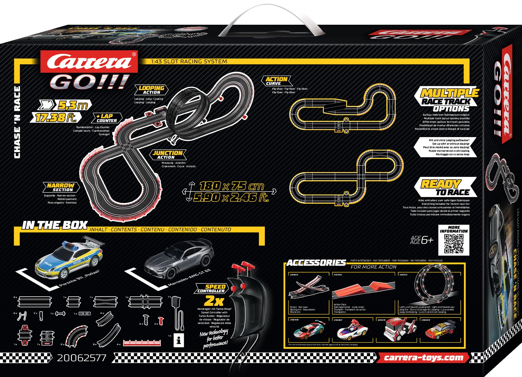 Carrera GO!!! Chase ‘n Race Rennbahn 20062577 Auto, Fahrzeug, Maschine, Rad, QR Code