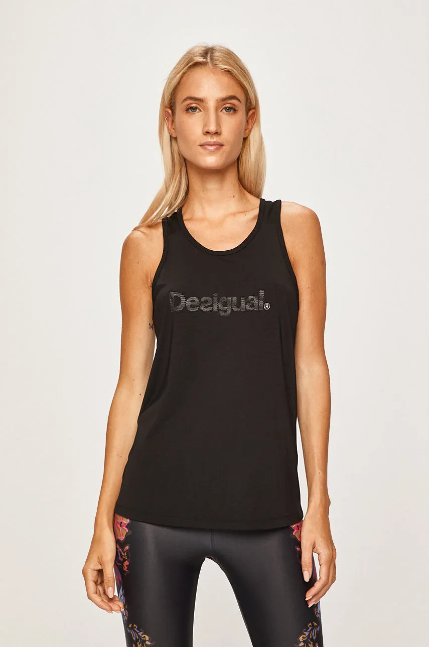 Desigual Damen Sport T-Shirt - Schwarz mit dekorativen Nähten 19WOTK02 GR. L Desigual Damen Sport T-Shirt - Schwarz mit dekorativen Nähten 19WOTK02 GR. L