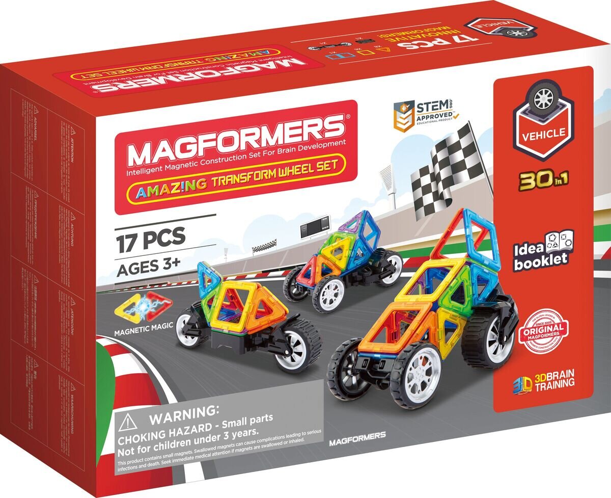 Magformers Amazing Transform Wheel Set 17 Teile Buggy, Transport, Fahrzeug, Maschine, Rad, Buggy, Transport, Fahrzeug, Maschine, Rad