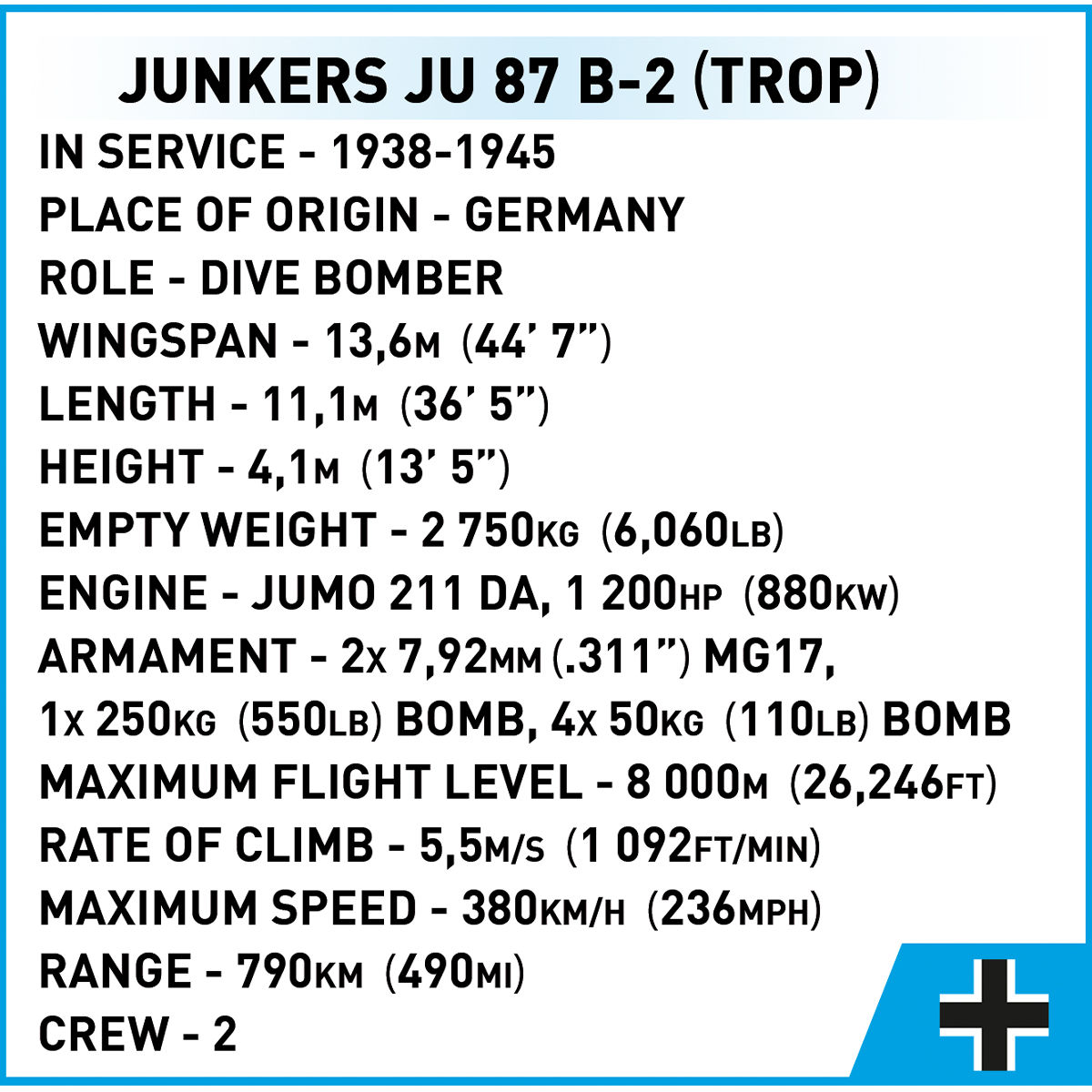 COBI 5748 - Junkers JU 87 B-2 SCALE 1:32 - Bild 13 COBI 5748 - Junkers JU 87 B-2 SCALE 1:32 - Bild 13