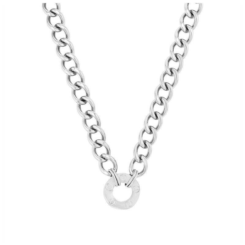 JOOP! Halskette Damen aus Edelstahl, Gliederkette mit rundem Anhänger, JOOP! Halskette Damen aus Edelstahl, Gliederkette mit rundem Anhänger, 45+5 cm Zubehor, Schmuck, Halskette, Diamant, Edelstein