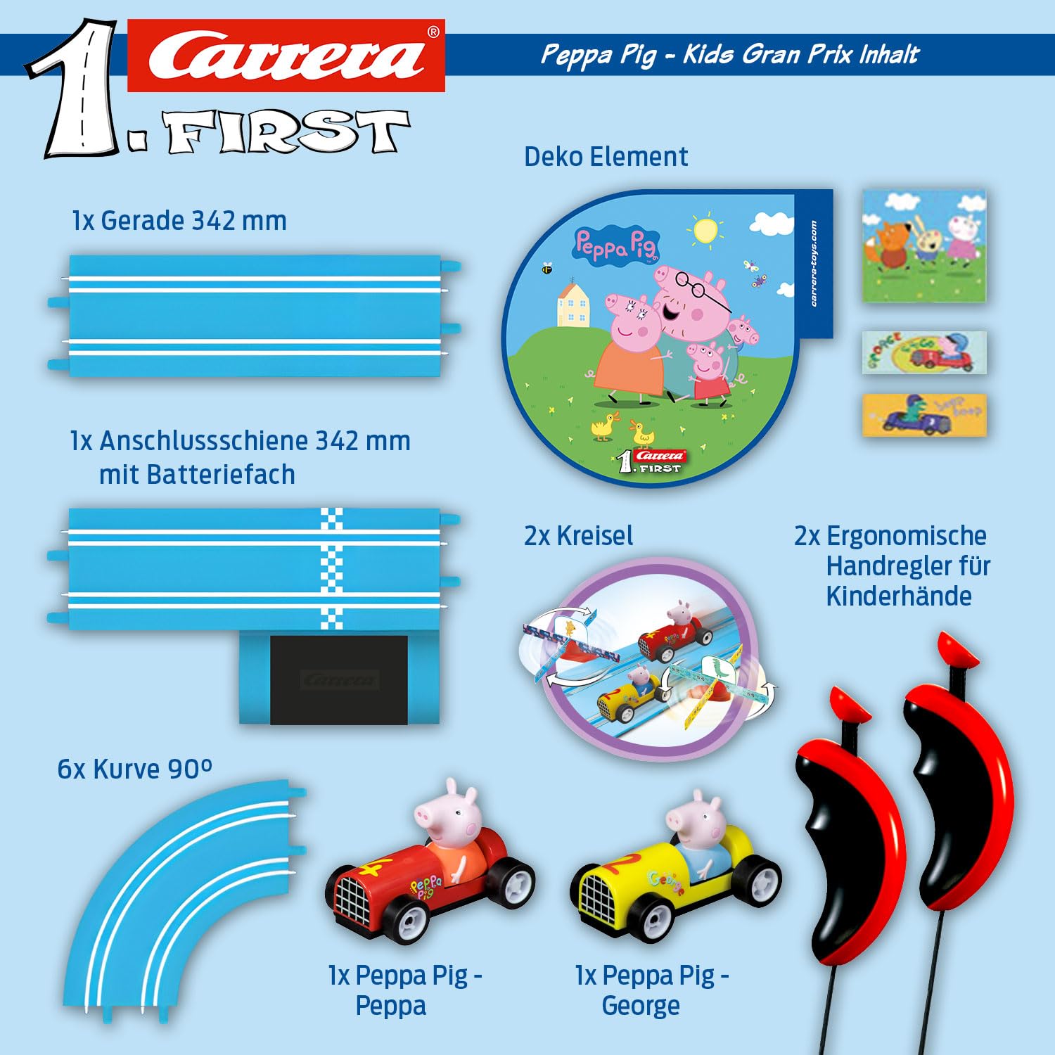 Carrera FIRST Peppa Pig Kids GranPrix Rennbahn ab 3 Jahren 20063043