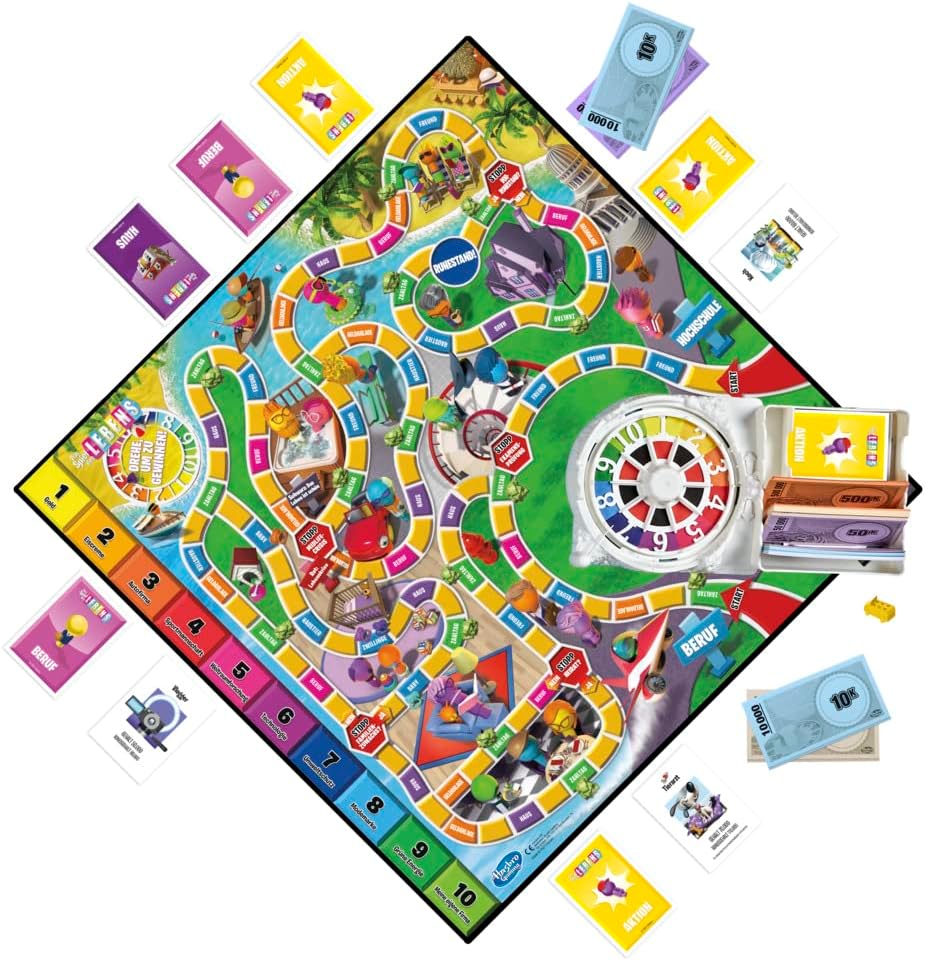 Hasbro Spiel des Lebens Brettspiel Hasbro Spiel des Lebens Klassisches Brettspiel mit Spielfiguren, Drehrad und farbigem Spielbrett
