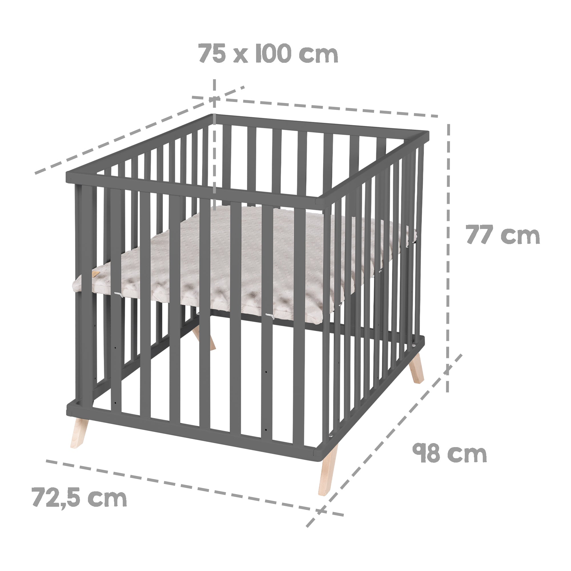 Roba 0242ANG227 Laufgitter 75x100 cm +Füße grau anthrazit - Bild 6 Roba 0242ANG227 Laufgitter 75x100 cm +Füße grau anthrazit - Produktbild 6