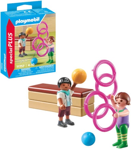 PLAYMOBIL 71757 Special Plus: Kinderturnen mit Turngeräten & Figuren Helme, Person, Basketball, Ball, Sport, Schuh