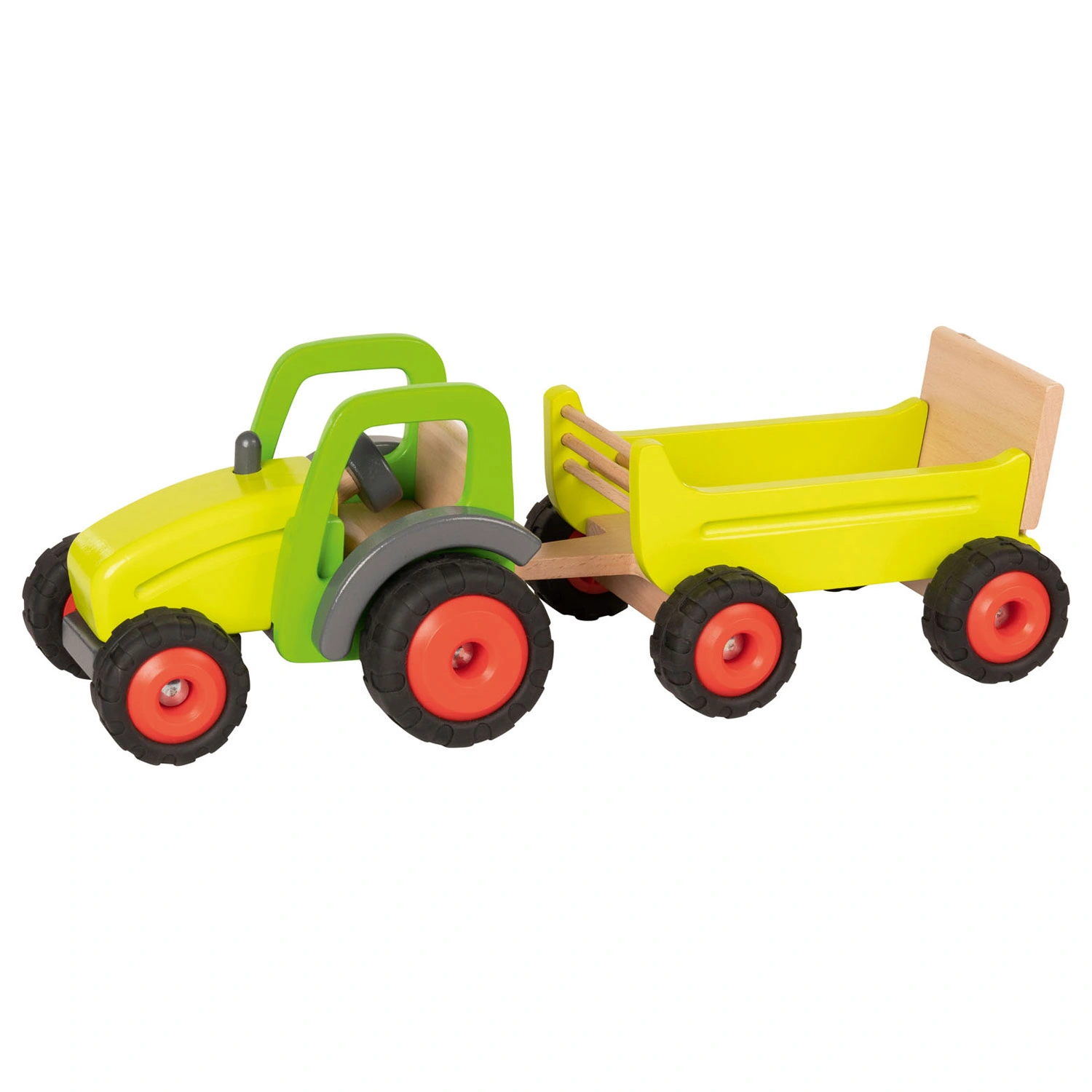goki Holztraktor mit Anhänger - massives Buchenholz, gummierte Reifen, ab 3 Jahren goki Holztraktor mit Anhänger - massives Buchenholz, gummierte Reifen, ab 3 Jahren