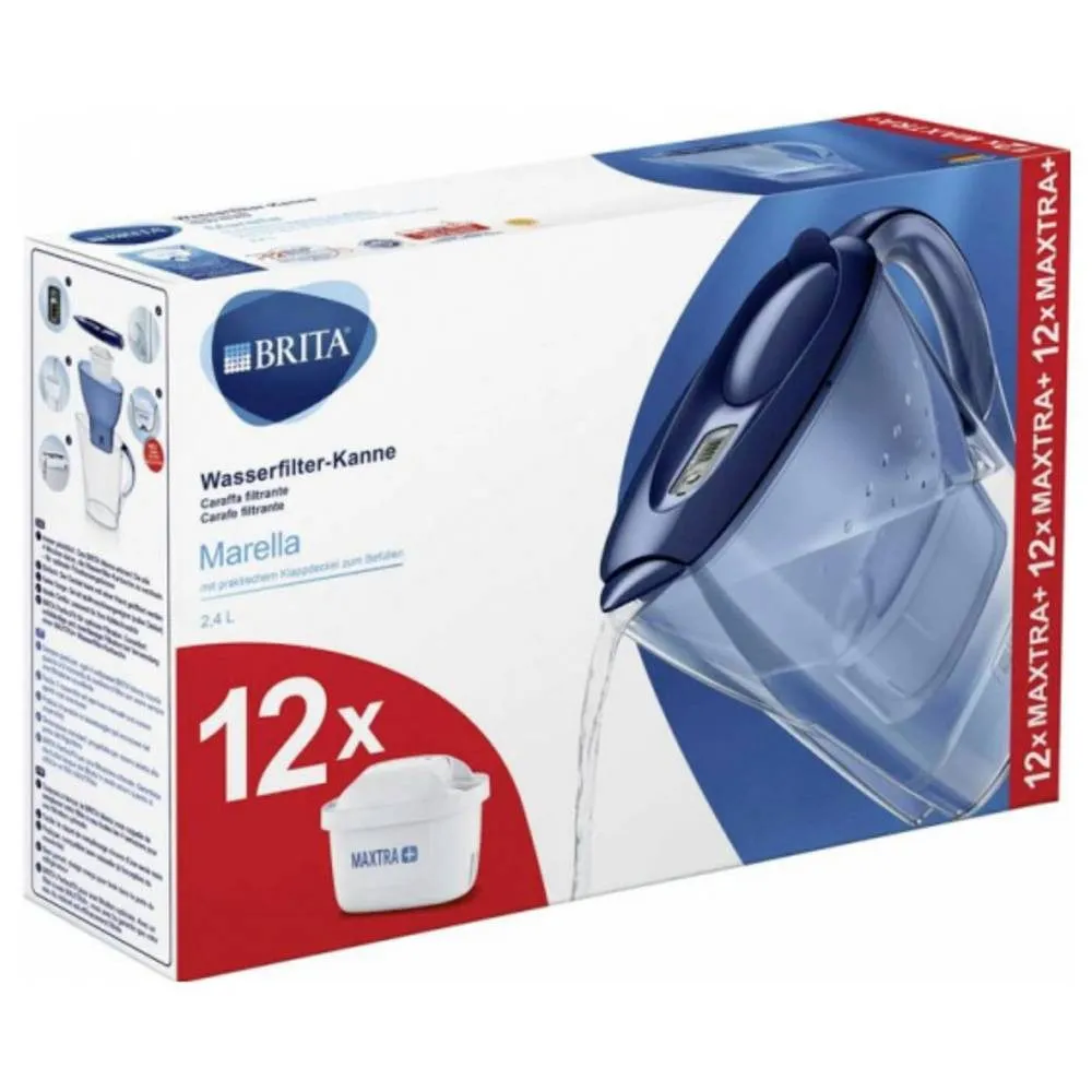 BRITA Marella 2,4 l - Wasserfilter-Kanne Blau inkl. 12× MAXTRA PRO All-in-1