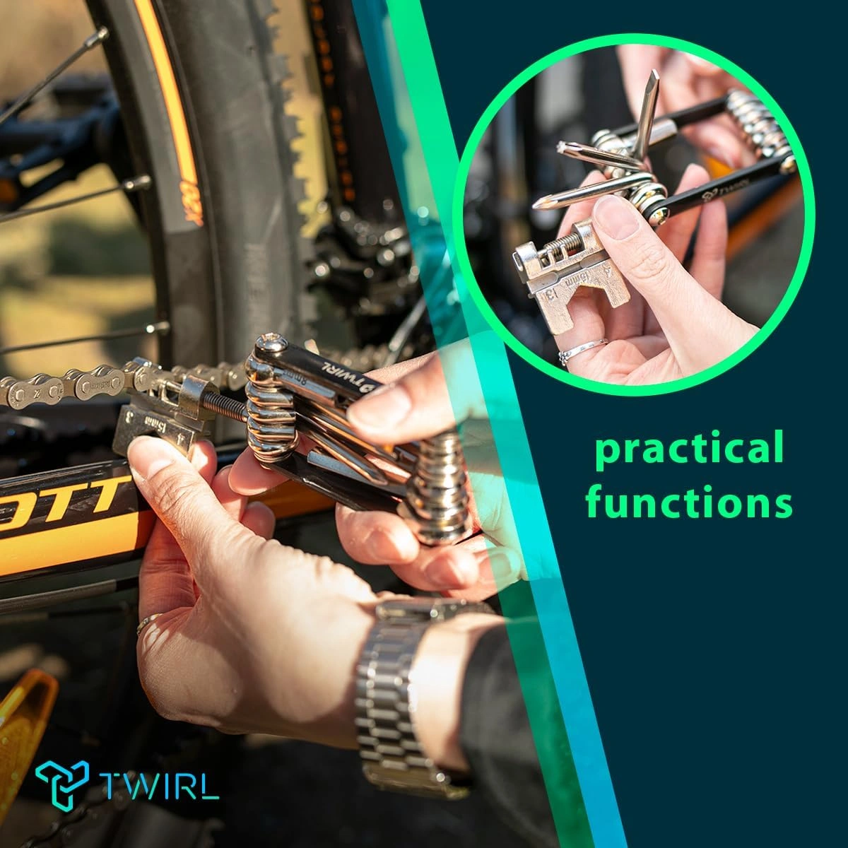 TWIRL 880961 – Falt-Werkzeugset F13 One Schwarz/Silber