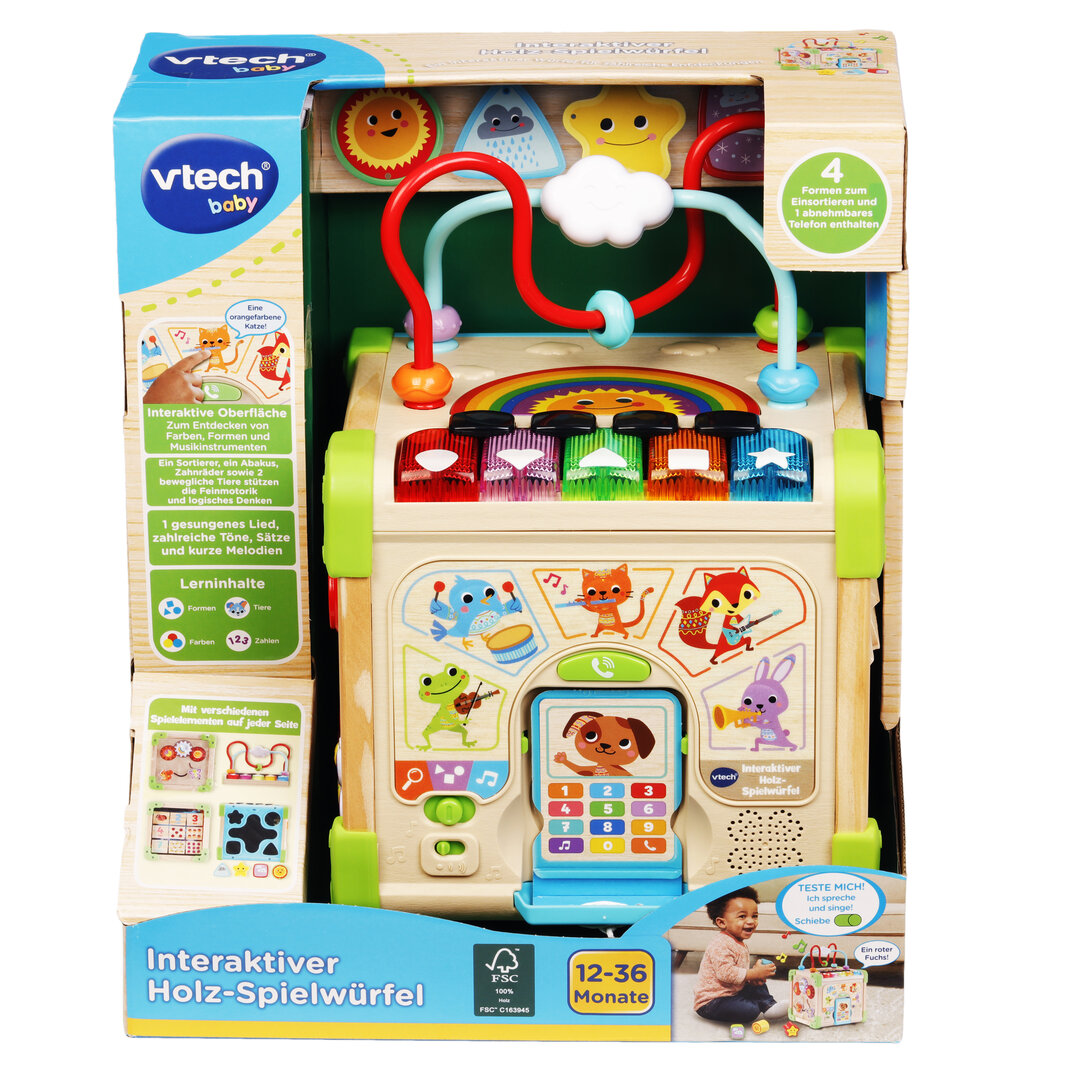 VTech Interaktiver Holz-Spielwürfel 80-617104 VTech, Interaktiver, Holz-Spielwürfel, 80-617104, Person, Spielzeug