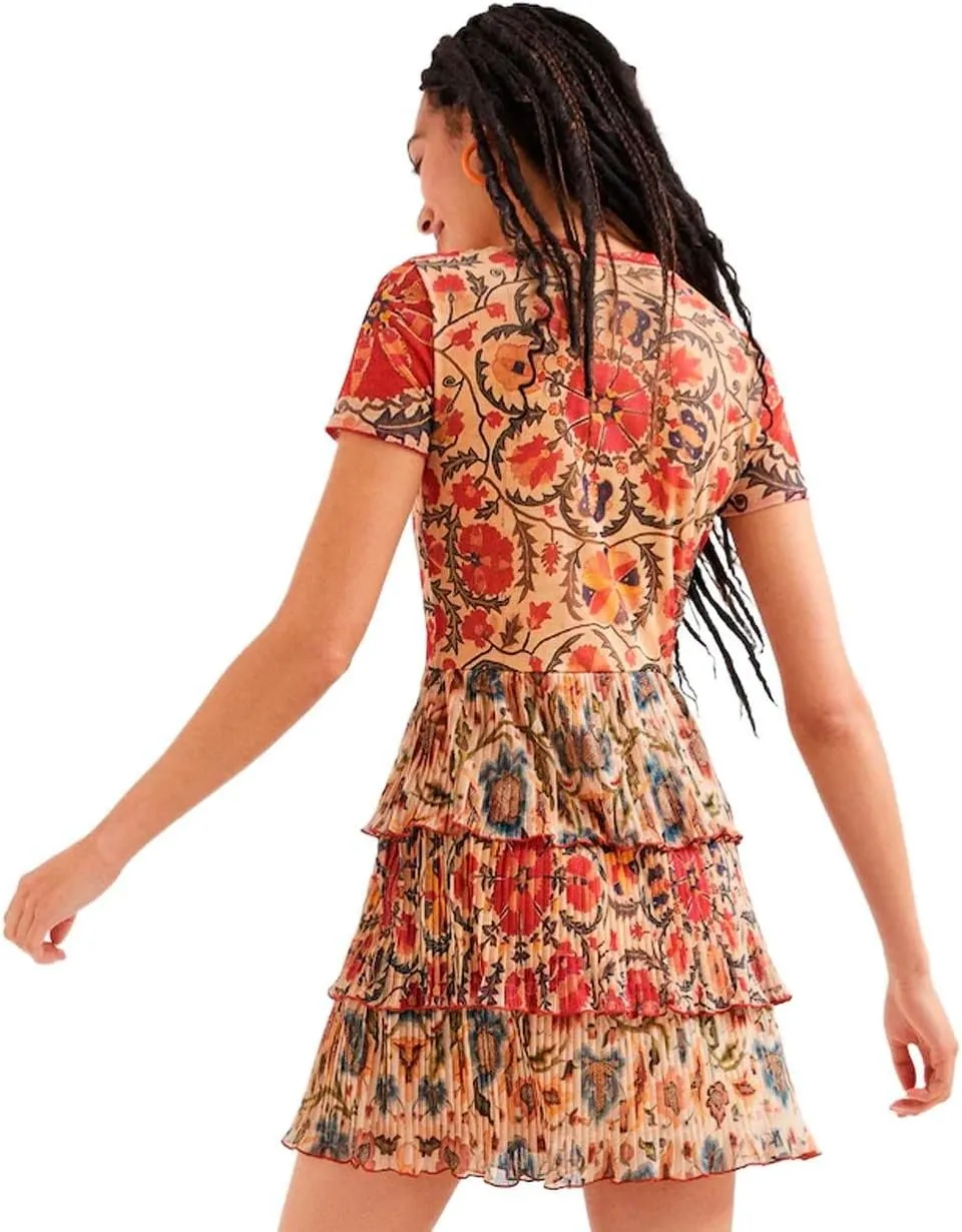 Desigual Damen Kleid - Mehrfarbig mit Blumenmuster 22SWVK51 GR. L Desigual Damen Kleid - Mehrfarbig mit Blumenmuster 22SWVK51 GR. L