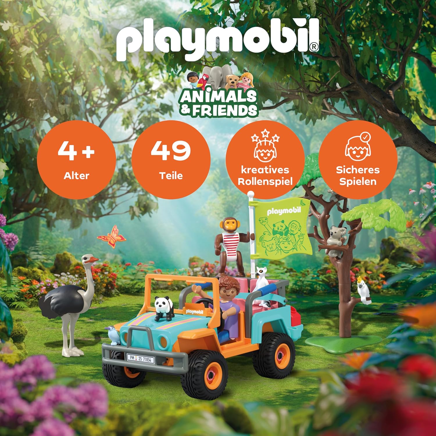 PLAYMOBIL 71854 bunter geländewagen Gras, Bewuchs, Werbung, Draußen, Plakat