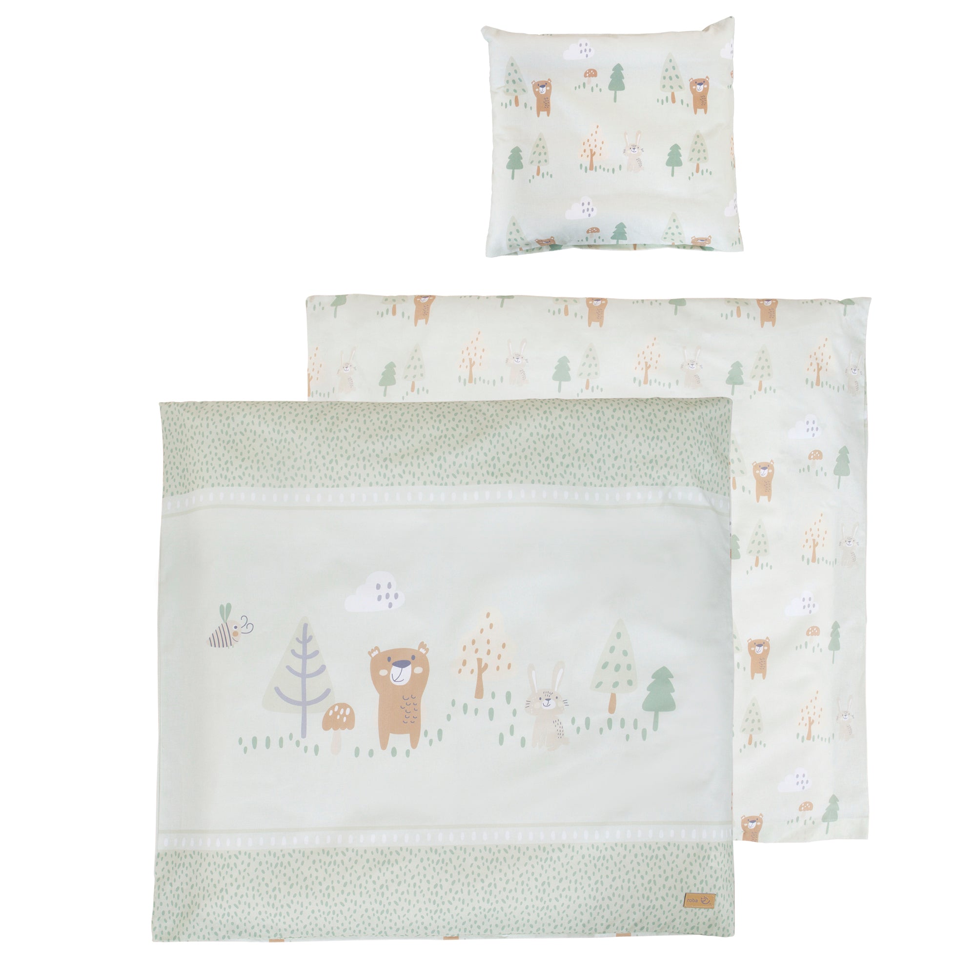 Roba 1490S283 Wiegenset 2-tlg Woodland Buddies grün – Bettwäschen - Bild 1 Roba 1490S283 Wiegenset 2-tlg Woodland Buddies grün – Bettwäschen - grün - Bettwäschen - Produktbild 1