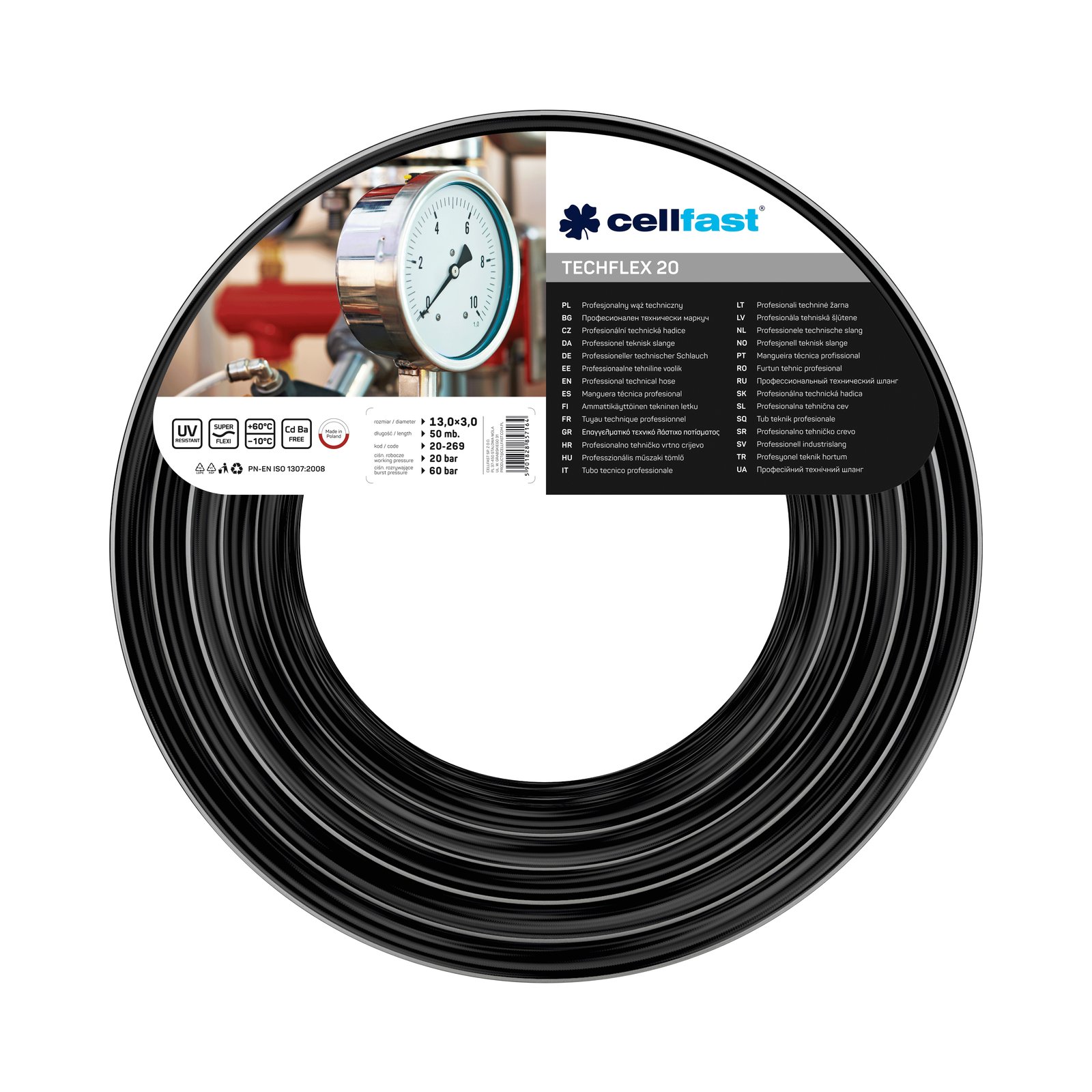 Cellfast Technischer Schlauch TECHFLEX 13,0 x 3,0 mm 50 m