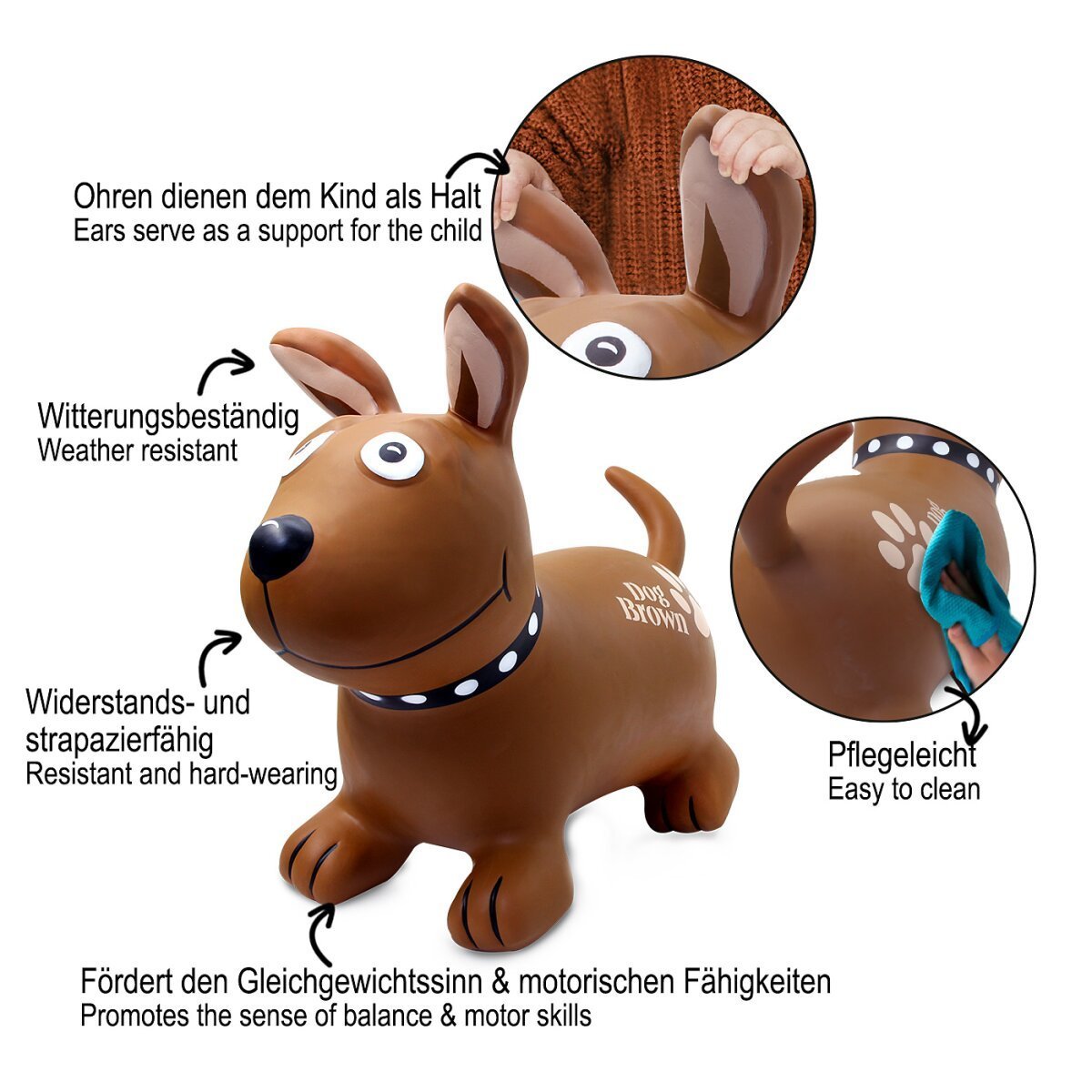 JAMARA Hüpftier Dog Brown HoppyDoo mit Pumpe ab 12 Monaten