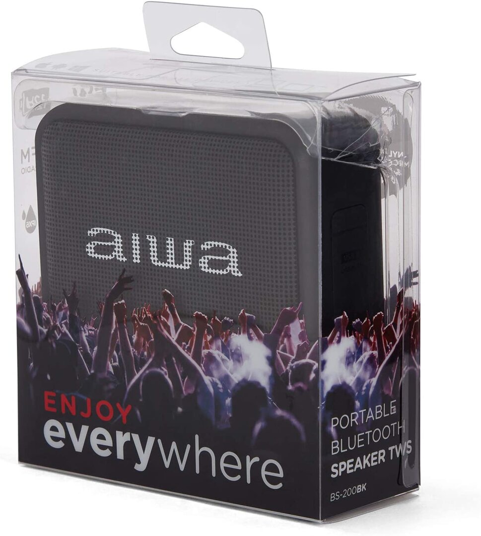 Aiwa_BS-200BK_Tragbarer_kabelloser_Bluetooth-Lautsprecher,_True_Wireless_Stereo,_wasserdicht,_Schwarz, Computerausrüstung, Elektronik, Hardware, Bildschirm, Überwachen