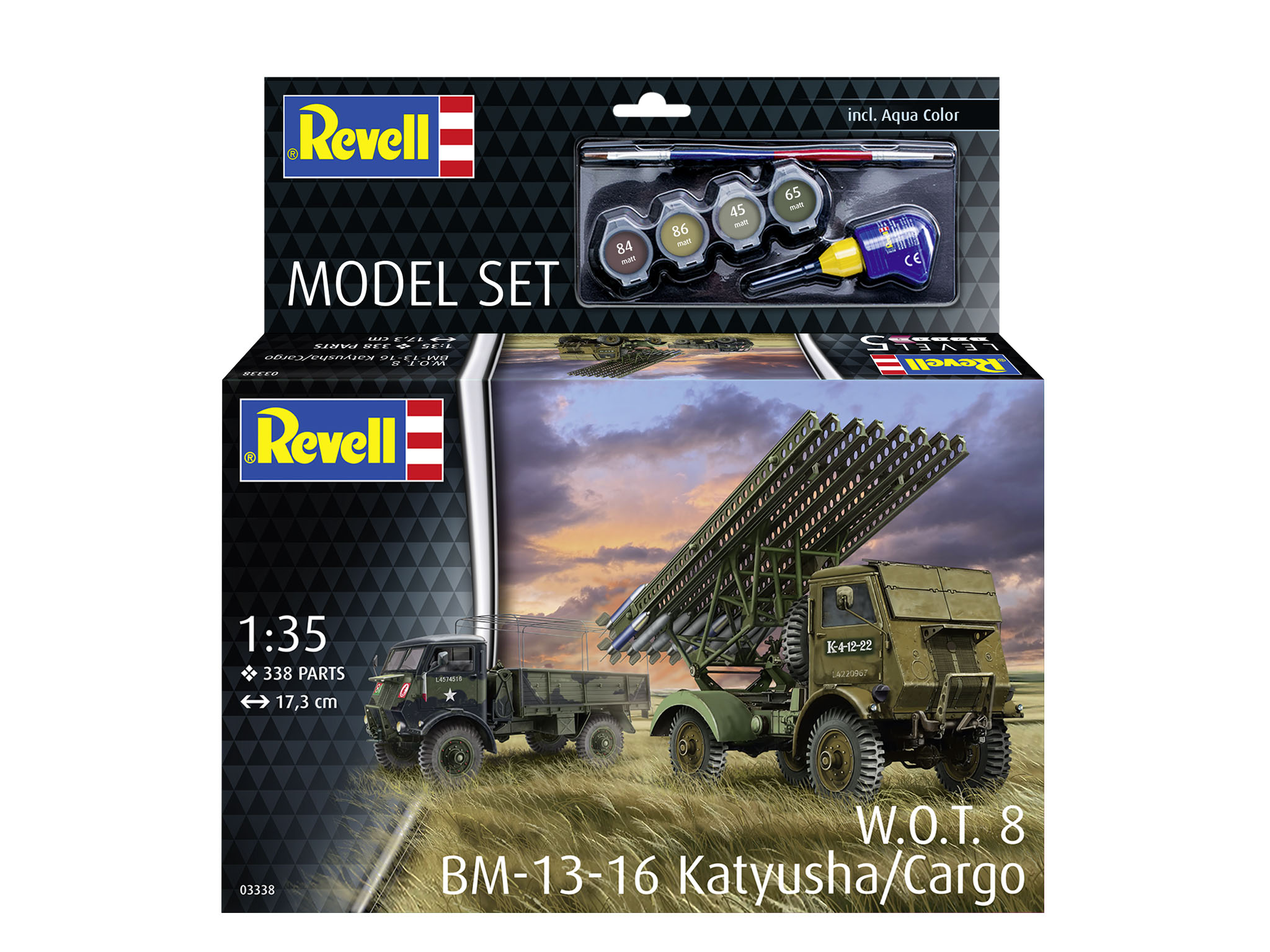Revell 63338 Model Set W.O.T. 8 BM-13-16 - Militärmodell im Maßstab 1:35 Maschine, Rad, Waffe