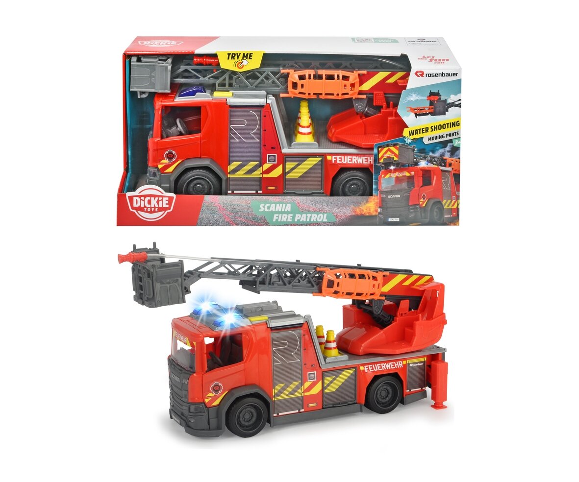 Dickie, Toys, Scania, Drehleiter, 203716017, Abschleppwagen, Lastwagen, Fahrzeug, Spielzeug, Rad