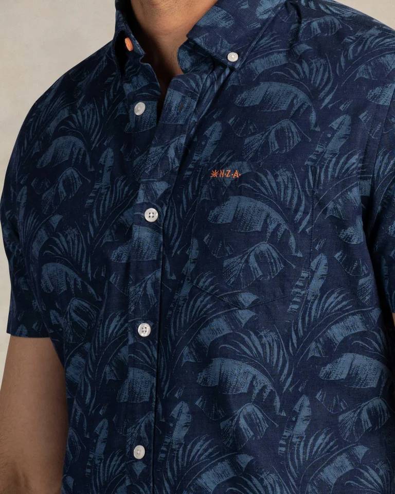 NZA 26CN559SNS/XXL Hemd - Kurzarm / Blau / Palmen - XXL