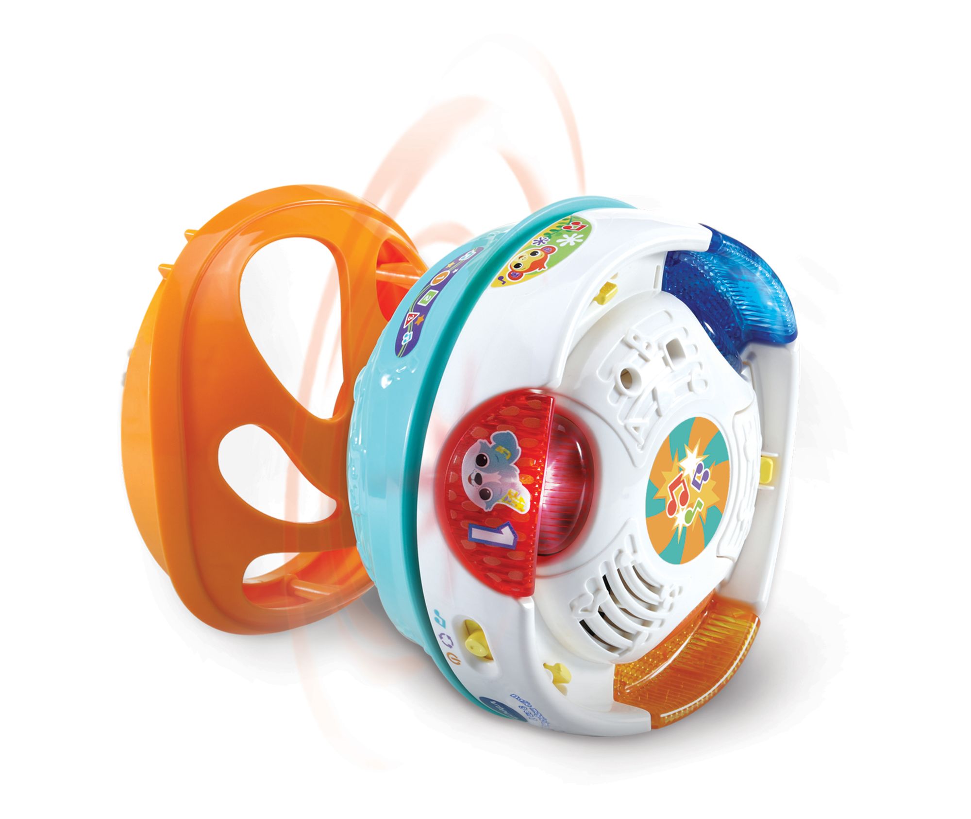 VTech 3-in-1 Magischer Musikball interaktives Lernspielzeug für 9-36 Monate VTech 3-in-1 Magischer Musikball Spielball, Roll-Saunduhr und Trommel in einem; rollt selbst, LED-Tasten mit Sätzen, 4 Lieder & 12 Melodien, fördert Bewegung, Zahlen & Farben, ab 9-36 Monaten,
