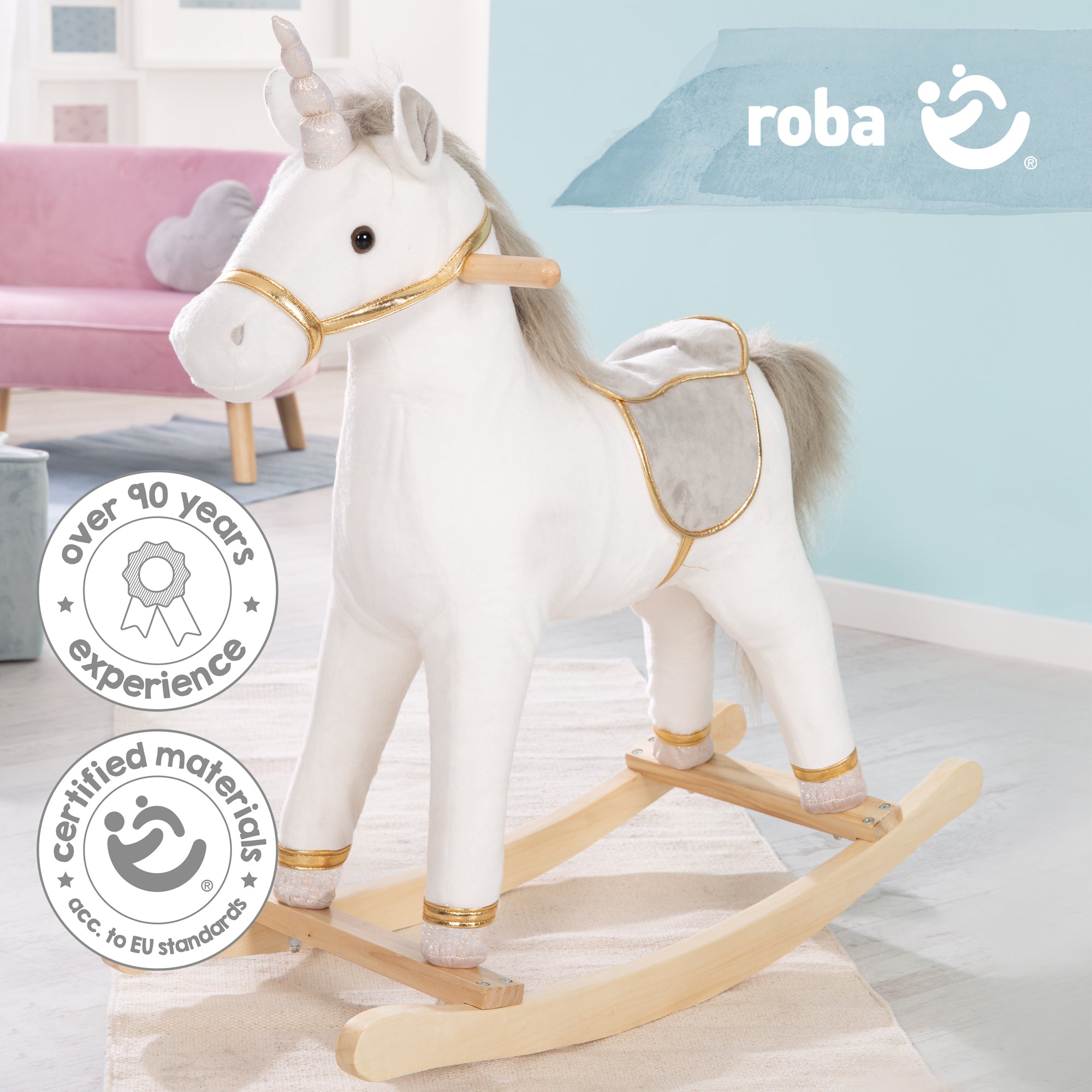 Roba 460120 Schaukeleinhorn groß weiß – Spielen & Spaß - Bild 3 Roba 460120 Schaukeleinhorn groß weiß – Spielen & Spaß - Produktbild 3