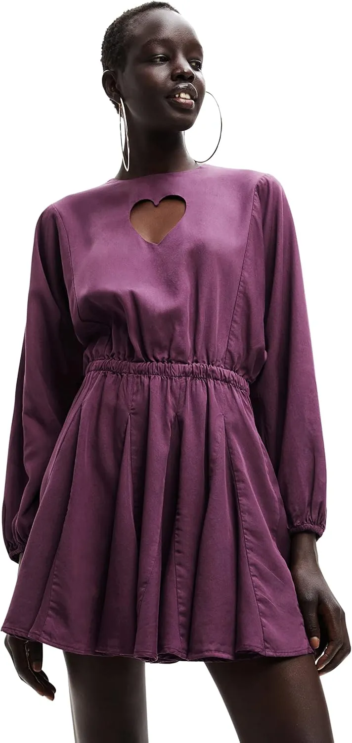 Desigual Damen Kleid - Violettes Minikleid mit Herz-Ausschnitt 22WWVW313003 GR. M Desigual Damen Kleid - Violettes Minikleid mit Herz-Ausschnitt 22WWVW313003 GR. M