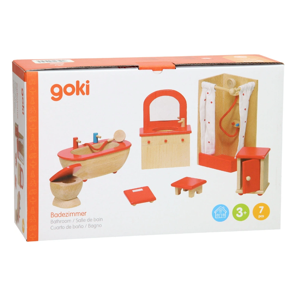 goki Puppenhausmöbel „Badezimmer“ - Komplett-Set mit Dusche, Wanne & WC goki Puppenhausmöbel „Badezimmer“ - Komplett-Set mit Dusche, Wanne & WC