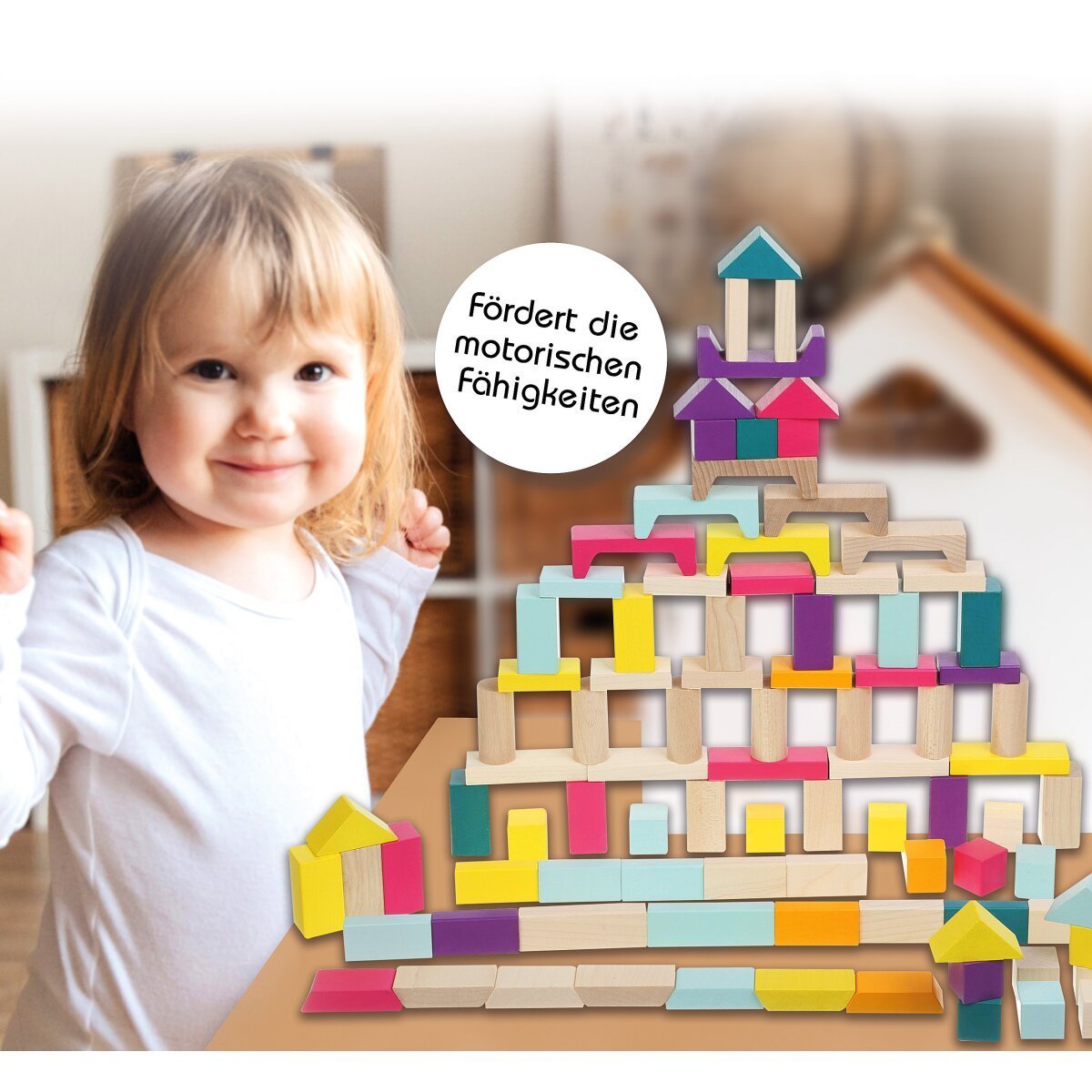 JAMARA Holzspielzeug Kidiwood Holzbausteine bunte Mischung 100tlg. ab 18 Monaten JAMARA Holzspielzeug Kidiwood Holzbausteine bunte Mischung 100tlg. ab 18 Monaten