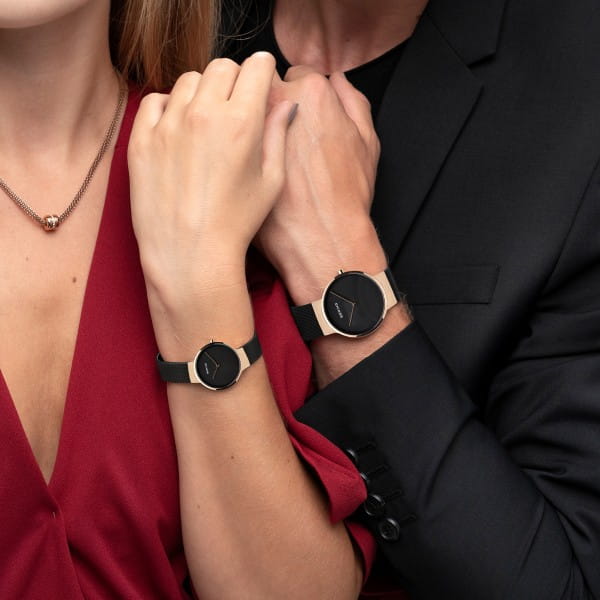 Bering 14539-166 Unisex Uhr, Milanaise, Schwarz/Rose