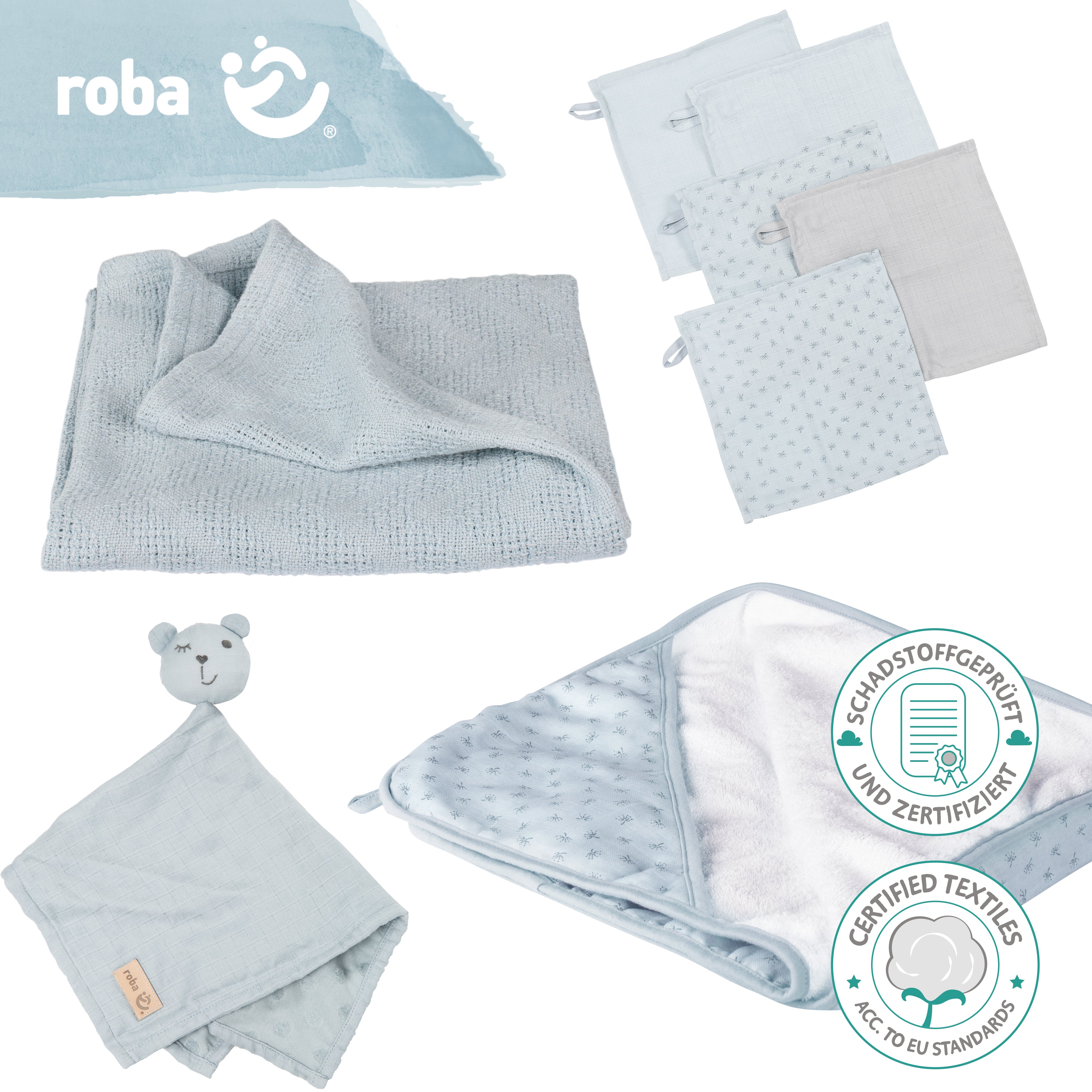 Roba 228S01T4 Geschenkset Babypflege türkis hell blau – Heim Textilien - Bild 3 Roba 228S01T4 Geschenkset Babypflege türkis hell blau – Heim Textilien - Produktbild 3