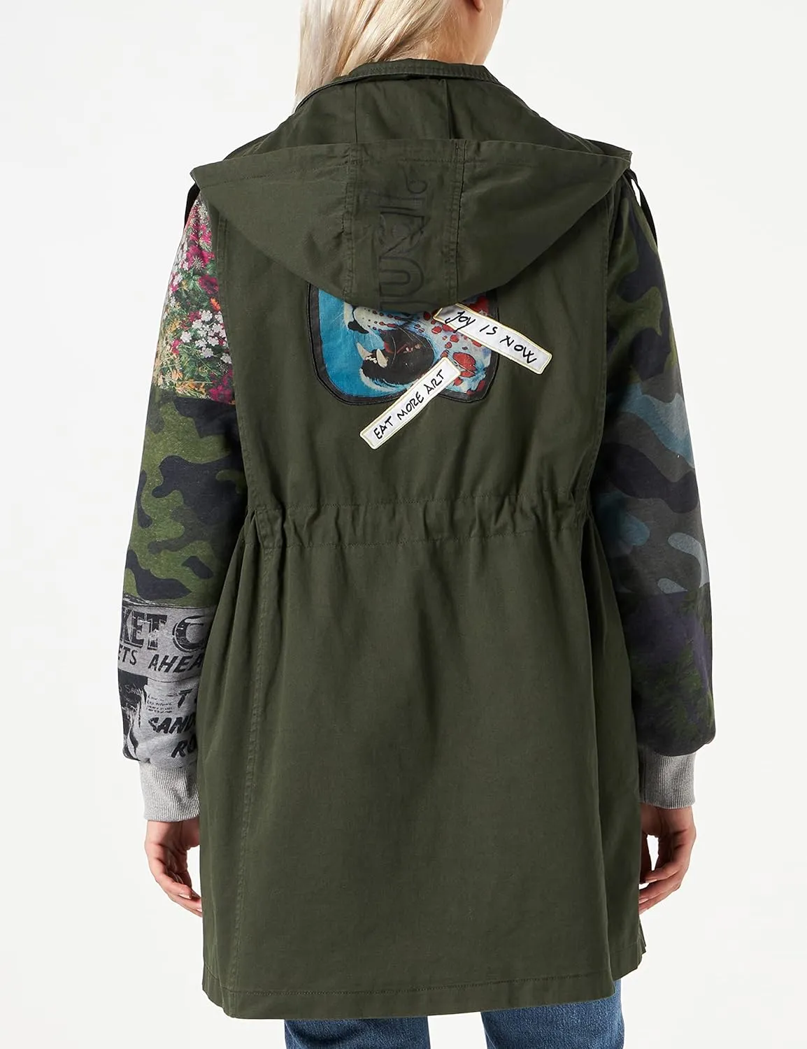 Desigual Damen Parka - Khaki, Camouflage-Ärmel, XL 22WWEWAG4092 GR. XL Desigual Damen Parka - Khaki, Camouflage-Ärmel, XL 22WWEWAG4092 GR. XL