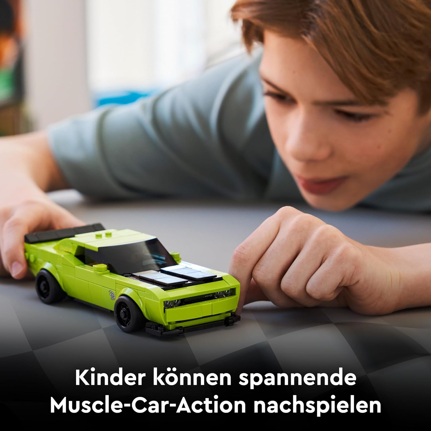 LEGO 77237 Speed Champions Dodge Challenger SRT Hellcat Sportwagen-Bauset LEGO Speed Champions 77237 Dodge Challenger SRT Hellcat gelbes Muscle-Car mit Rennfahrer-Minifigur