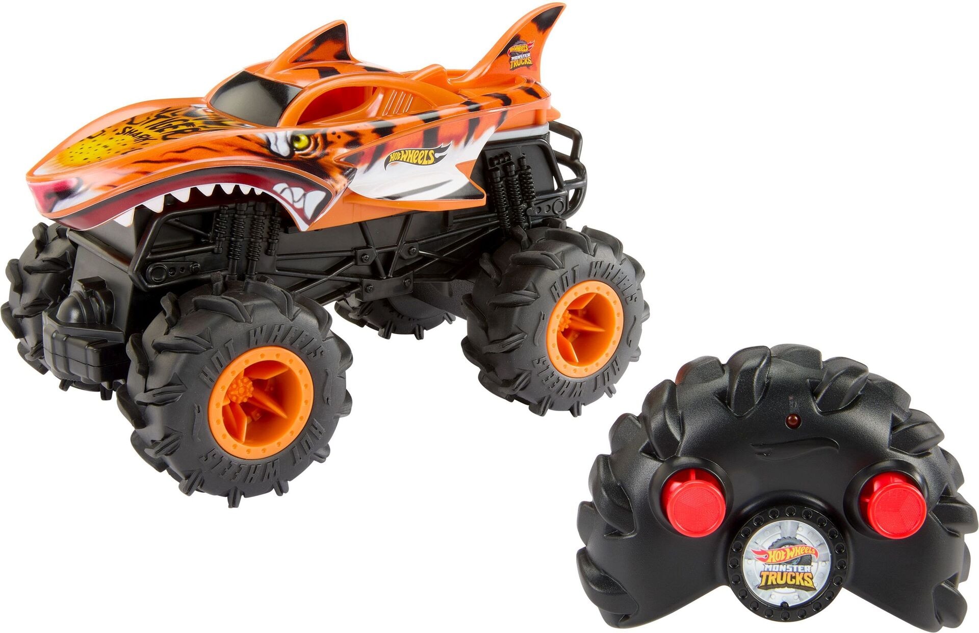 Hot Wheels RC Monster Trucks HW Tigerhai RC im Maßstab 1:24, ferngesteuerter Spielzeugtruck - Mattel - MATTEL HNV03 Truck - Mattel - Hot Wheels RC Monster Trucks HW Tigerhai RC im Maßstab 1:24, ferngesteuerter Spielzeugtruck - Modell MATTEL