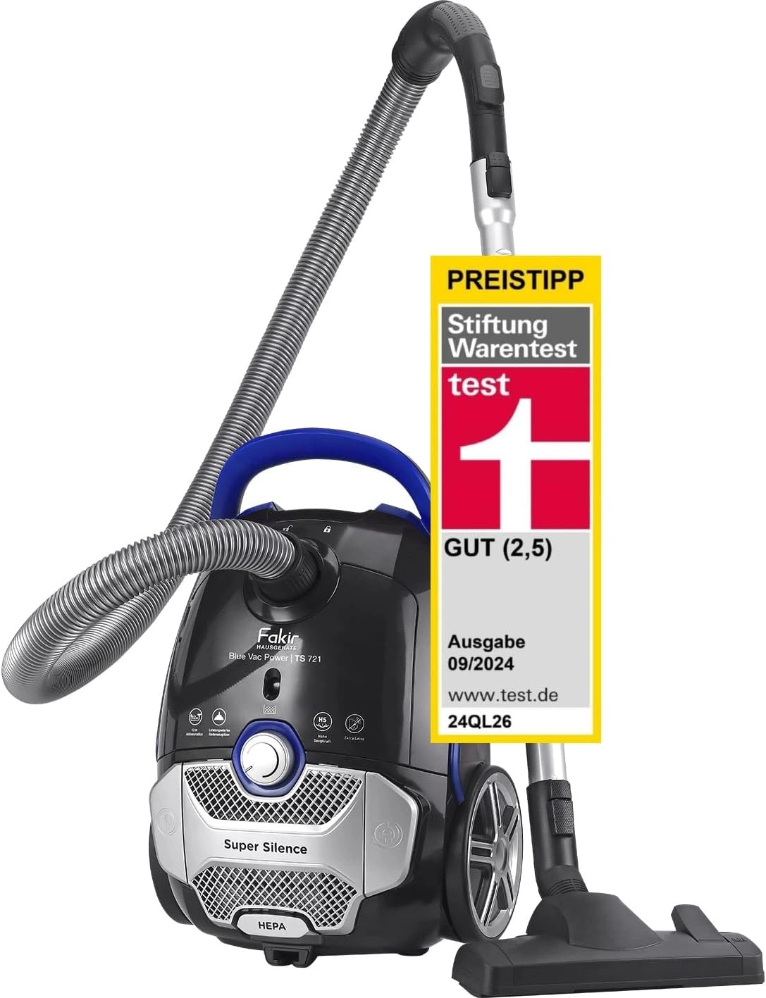FAKIR Blue Vac Power TS 721 Bodenstaubsauger – 800 W, HEPA H14, extra leise FAKIR Blue Vac Power TS 721 Bodenstaubsauger – 800 W, HEPA H14, extra leise