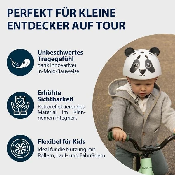 Kinderhelm Pandy, schwarz-weiß, Gr. 48-52