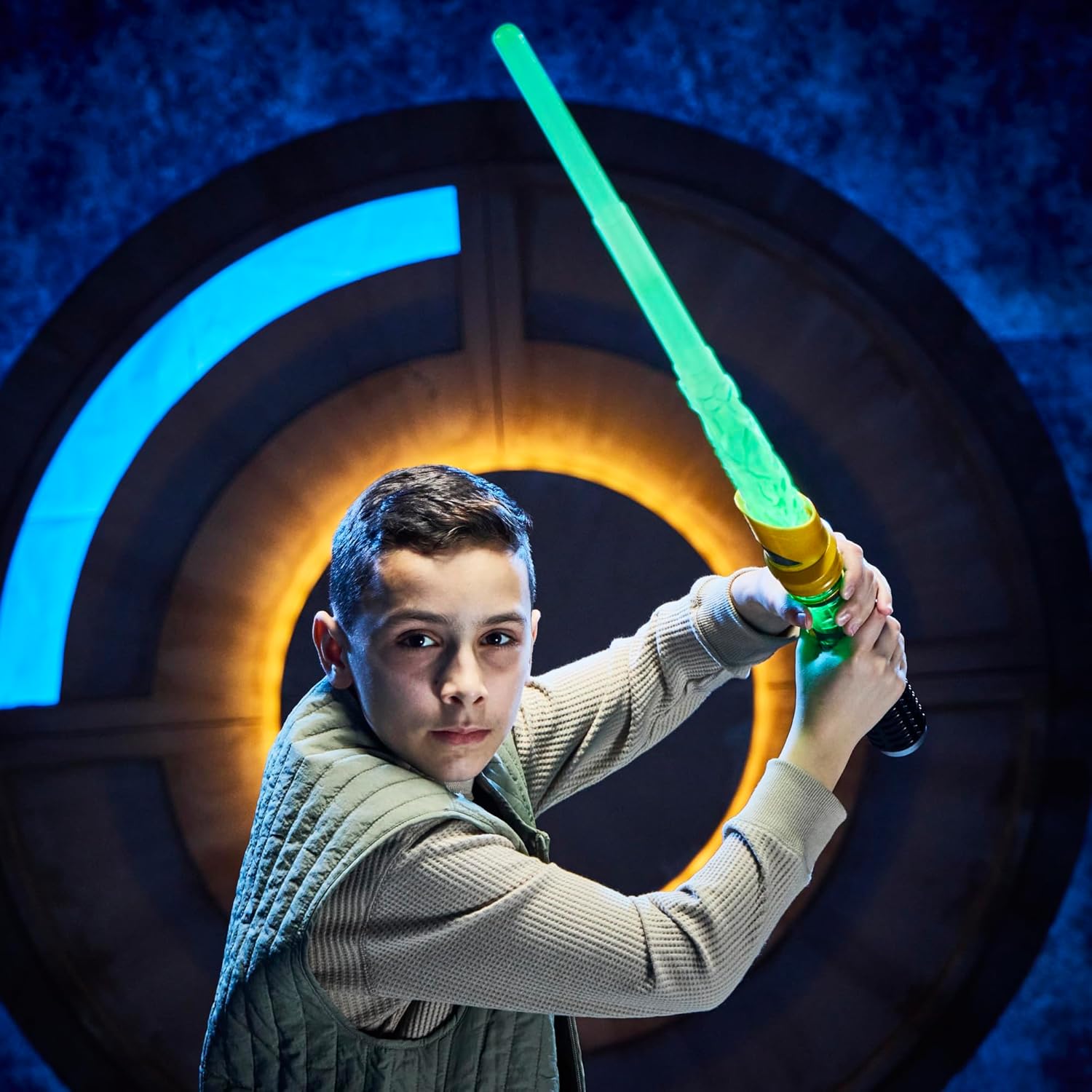 Star Wars Power Crystal Lightsaber Schwert, Solo-Auftritt, Kopf, Gesicht, Lächeln