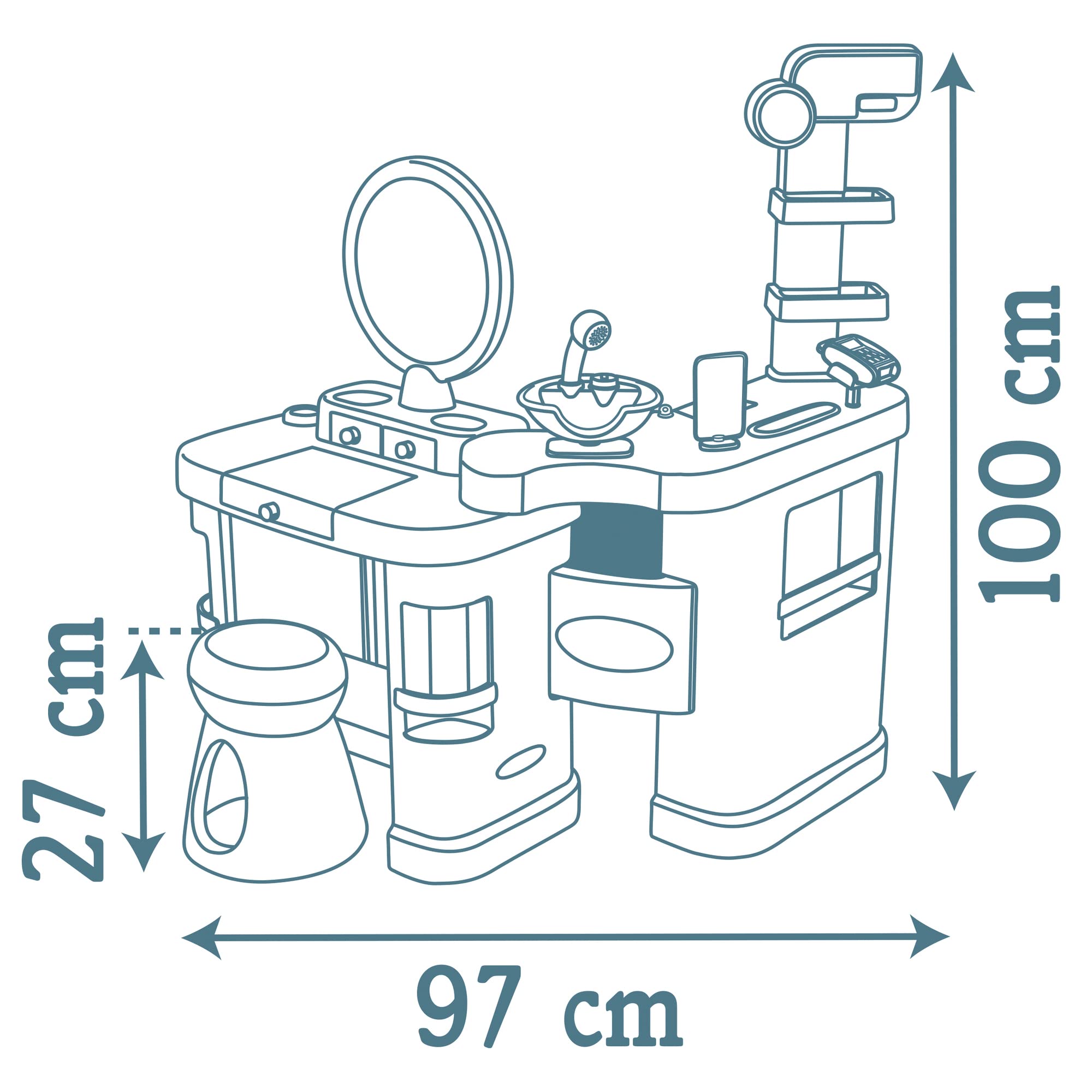 Smoby My Beauty Center Spielset: Friseur-, Make-up- und Verkaufsstation mit 32 Zubehörteilen Fen, UV-Lampe, Kosmetik, Kasse, ab 3 Jahren,