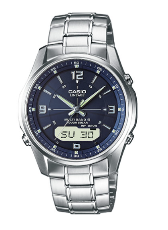CASIO_LCW-M100DSE-2AER_Uhr,_Herren,_Coll._Basis,_Silber-Blau, Armbanduhr, Arm, Körperteil, Person, Elektronik