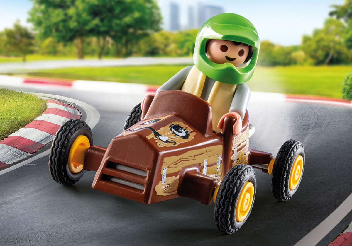 PLAYMOBIL 71480 Kind mit Kart Gras, Pflanze, Rad, Kart, Gesicht