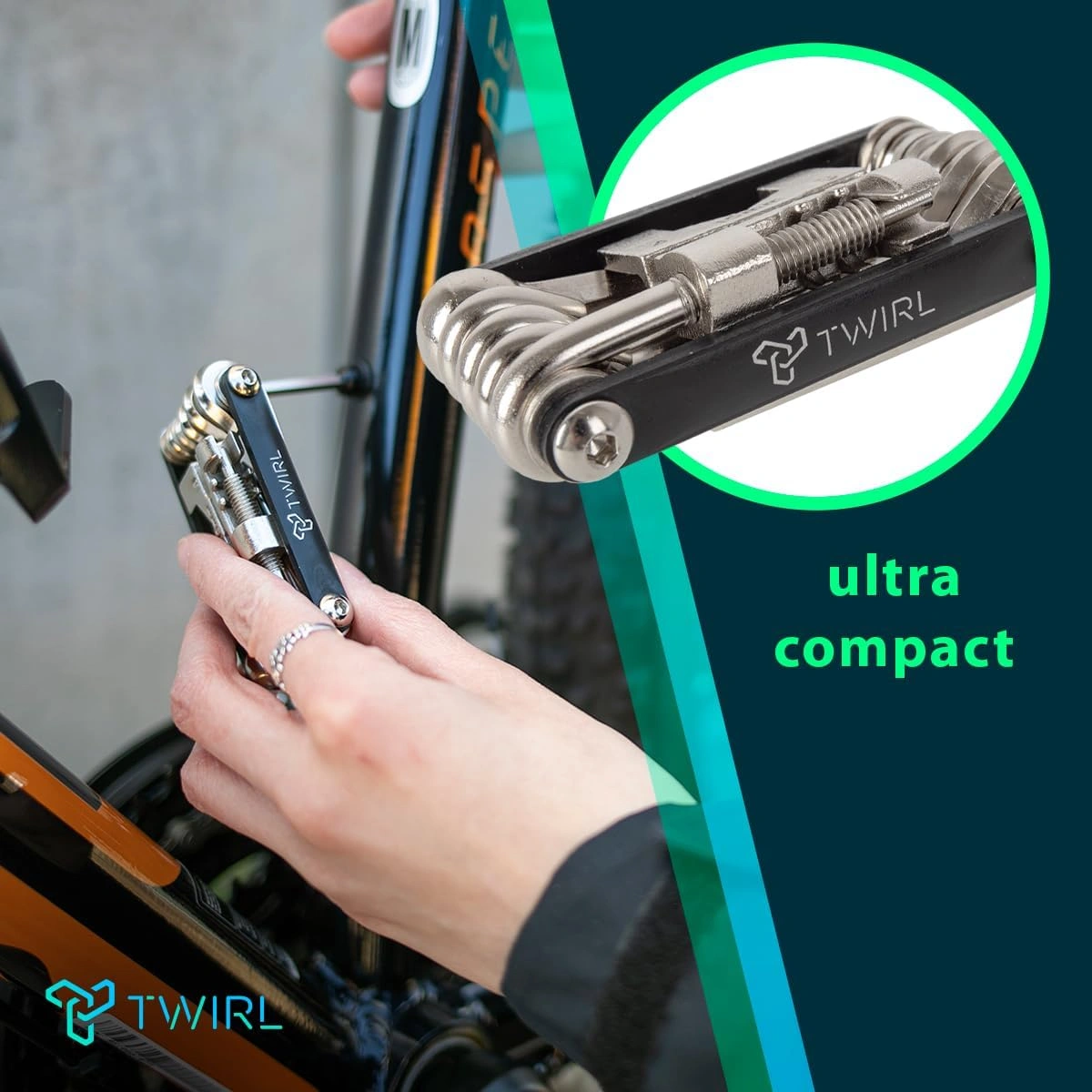 TWIRL 880961 – Falt-Werkzeugset F13 One Schwarz/Silber