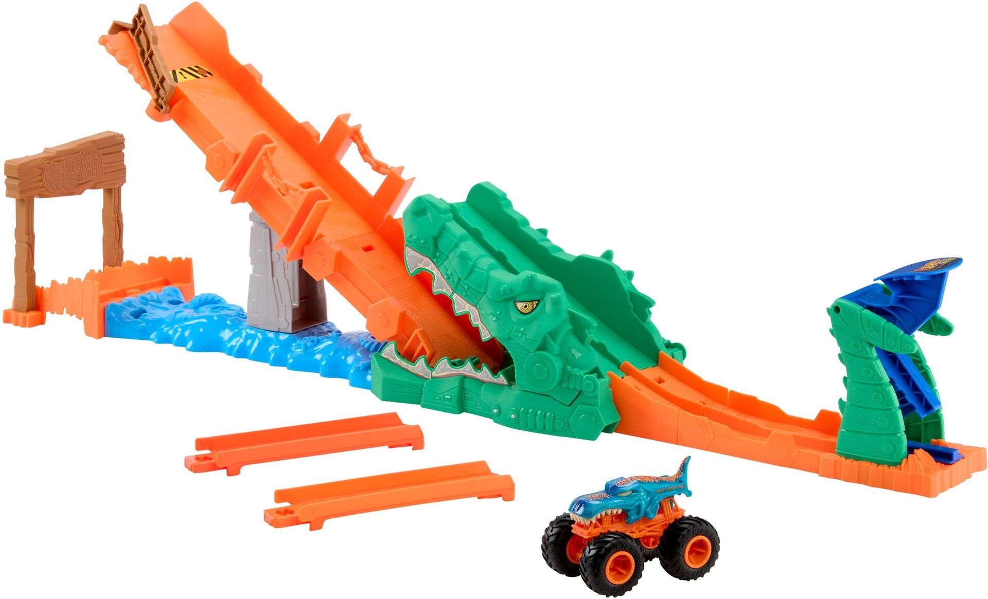 Hot Wheels Monster Trucks Krokodil Crash Challenge - Mattel - MATTEL JJN45 Truck - Mattel - Hot Wheels Monster Trucks Krokodil Crash Challenge - Modell MATTEL JJN45
