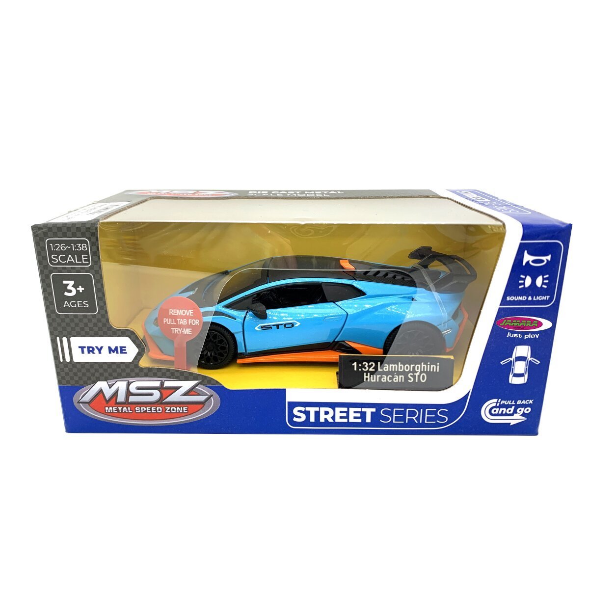 JAMARA Lamborghini Huracán STO Diecast 1:32 blau inkl. Knopfzellen ab 3 Jahren JAMARA Lamborghini Huracán STO Diecast 1:32 blau inkl. Knopfzellen ab 3 Jahren