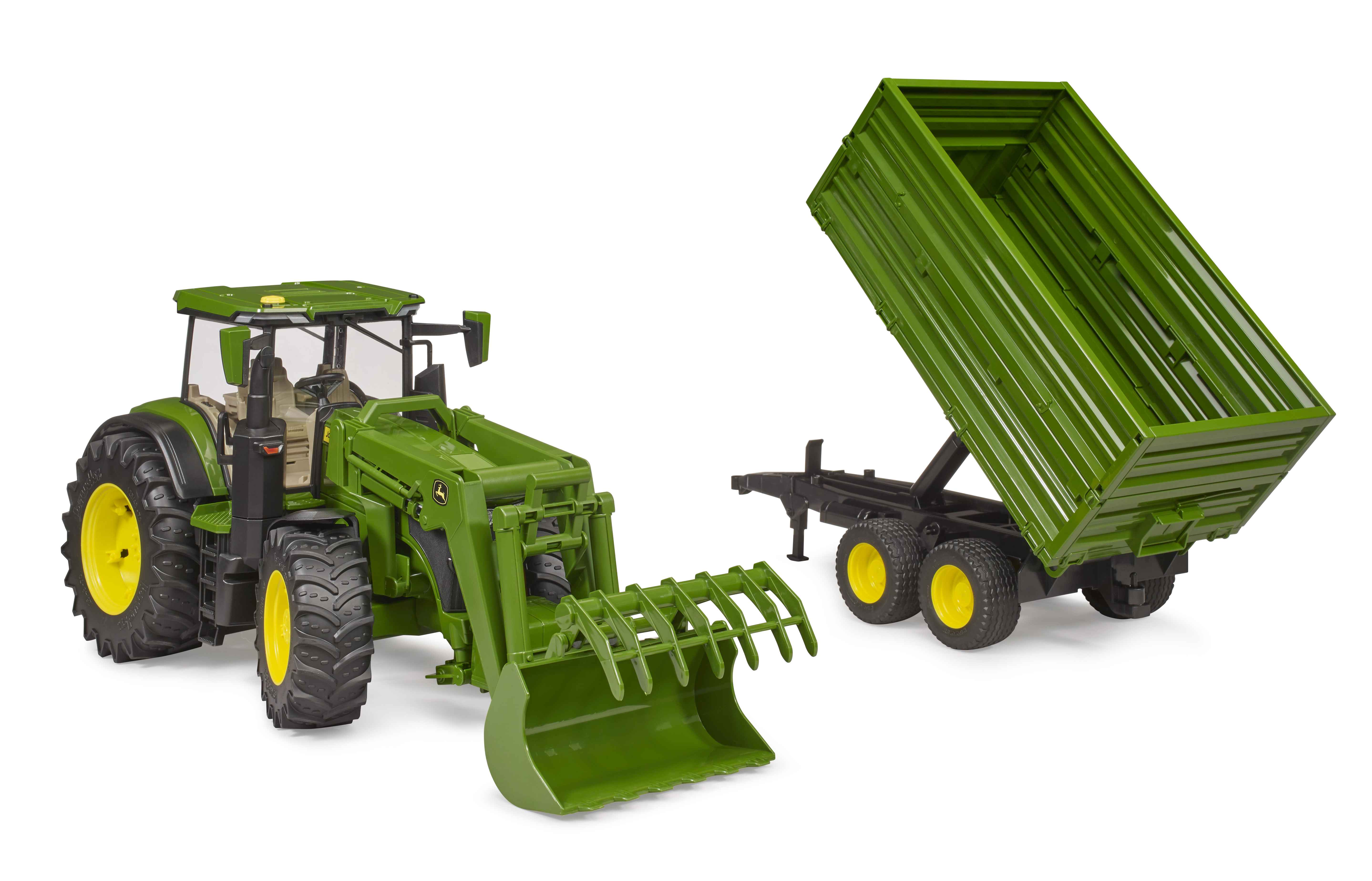 BRUDER 03155 - John Deere 7R 350 mit Frontlader und Tandemachstransportanhänger - Bild 3 BRUDER 03155 - John Deere 7R 350 mit Frontlader und Tandemachstransportanhänger - Bild 3