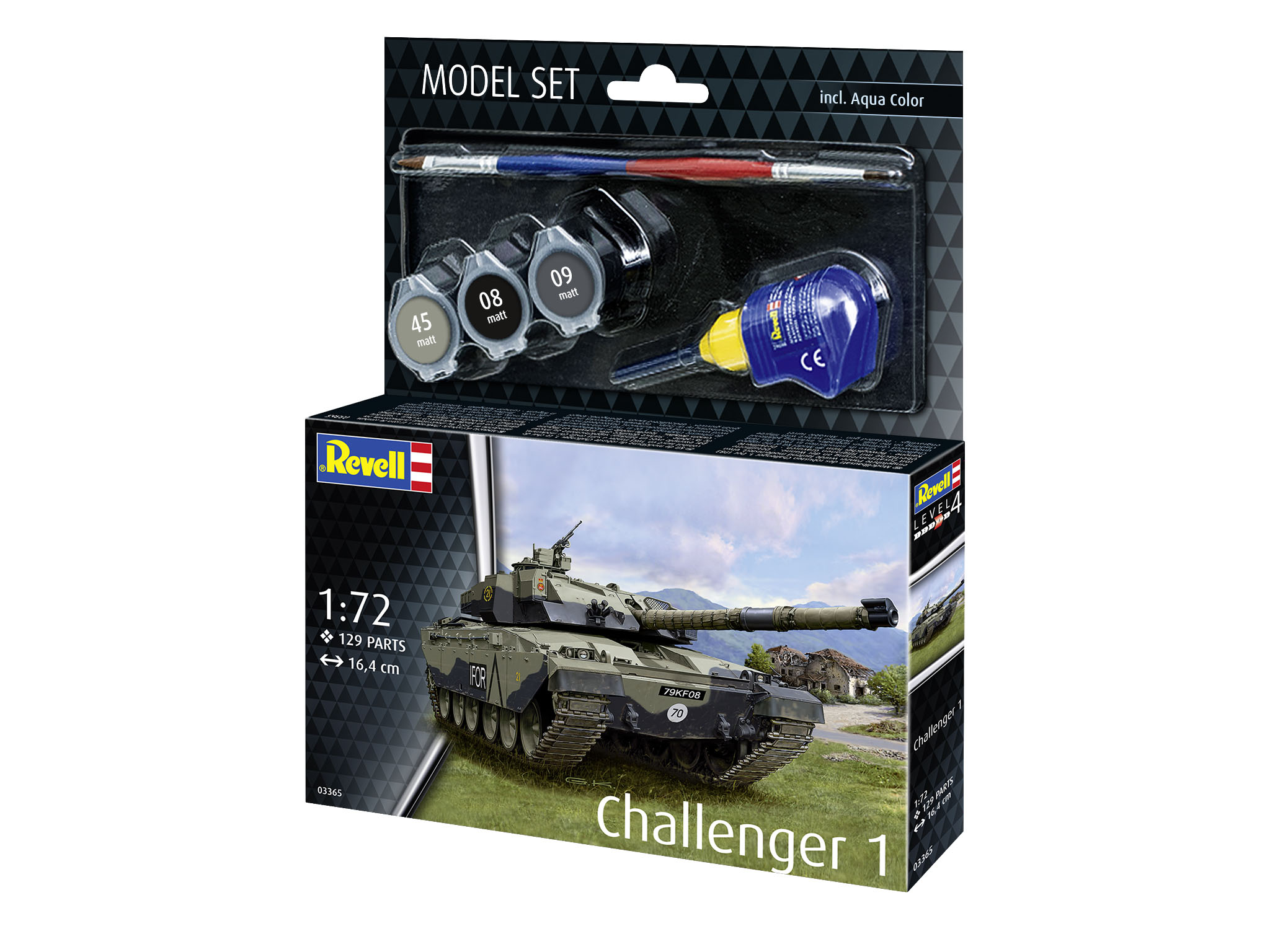 Revell 63365 Model Set Challenger 1 - Britischer Kampfpanzer im Maßstab 1:72 gepanzert, Militärisch, Panzer, Fahrzeug, Waffe